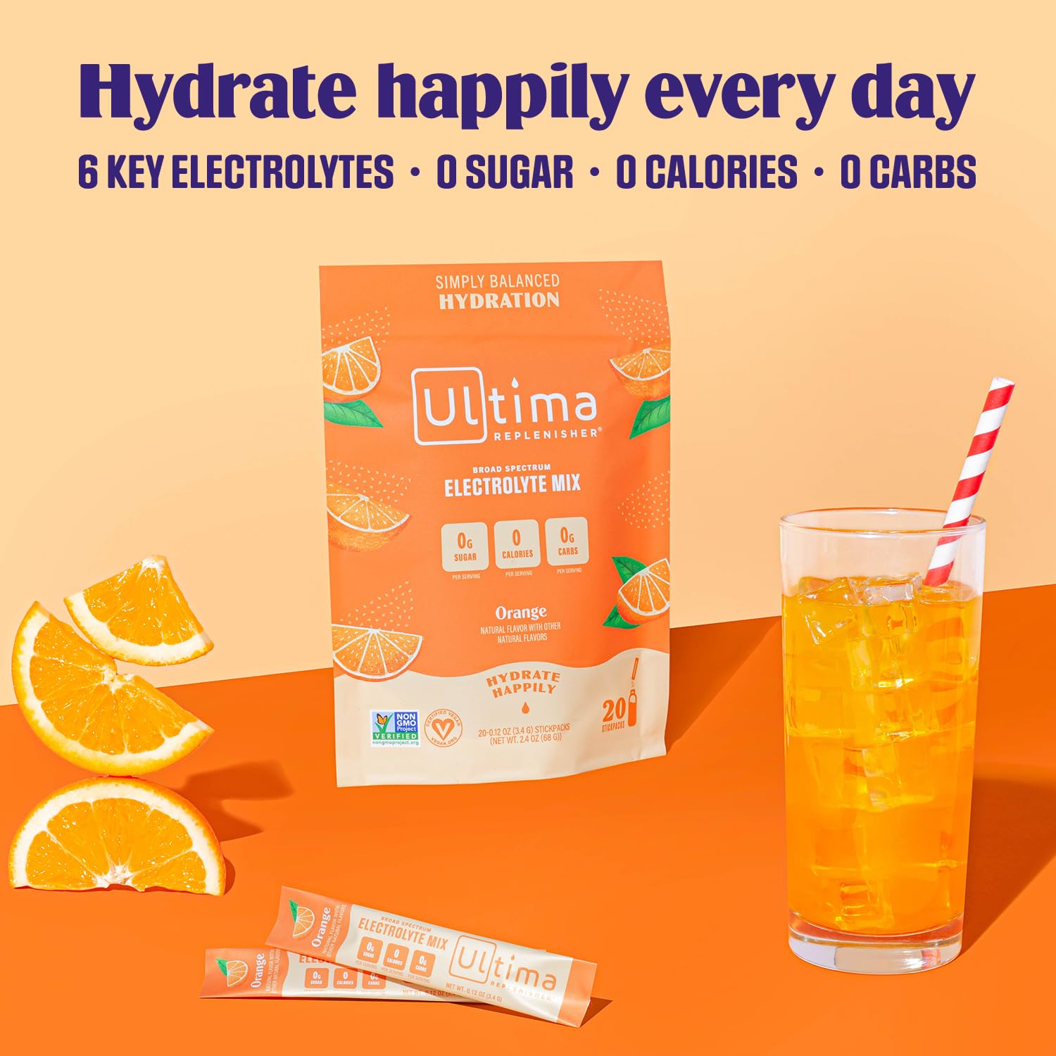 Ultima Replenisher Daily Electrolyte Drink Mix – Orange, 20 Stickpacks – Hydration Ultima Replenisher Au supplements