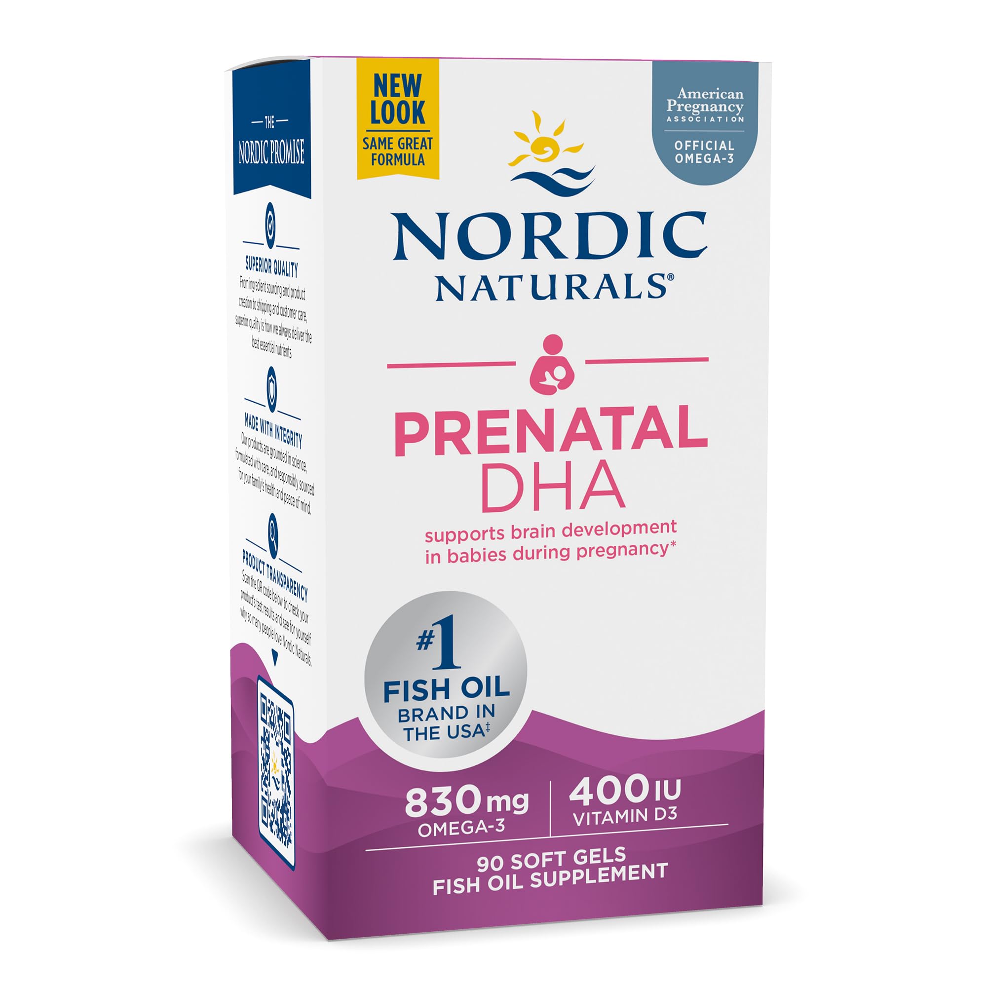 Nordic Naturals Prenatal DHA, Unflavored - 830 mg Omega-3 + 400 IU Vitamin D3 - 90 Soft Gels - Supports Brain Development in Babies During Pregnancy & Lactation - Non-GMO - 45 Servings Nordic Naturals Au supplements