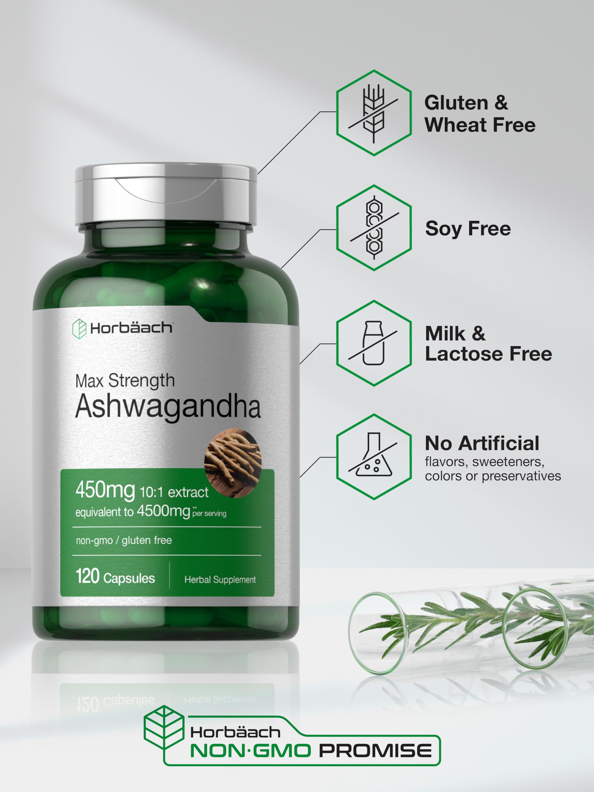 Horbäach Ashwagandha Supplement | Max Strength | 120 Capsules | Non-GMO, Gluten Free Horbäach Au supplements