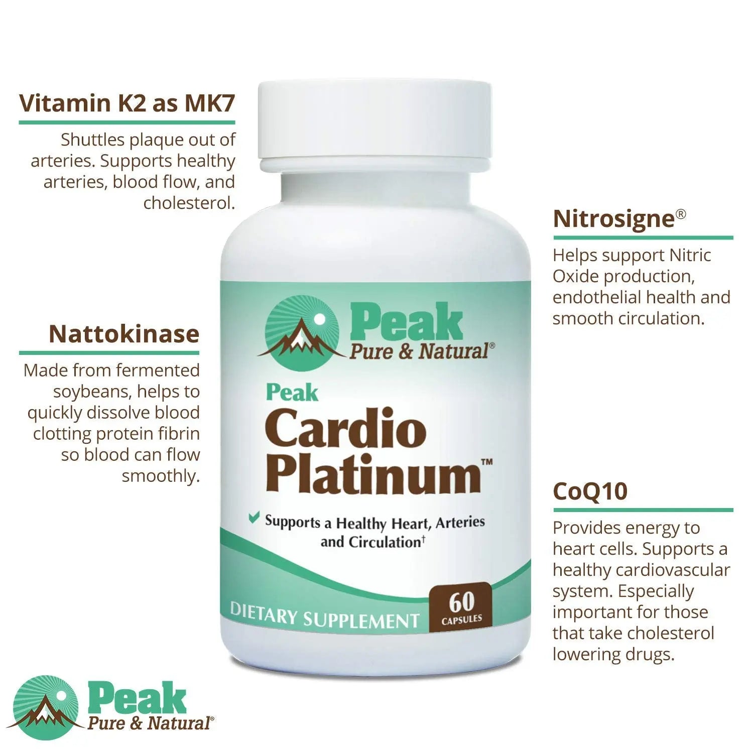 Peak Pure & Natural Peak Cardio Platinum 180 Capsules Peak Pure & Natural Au supplements