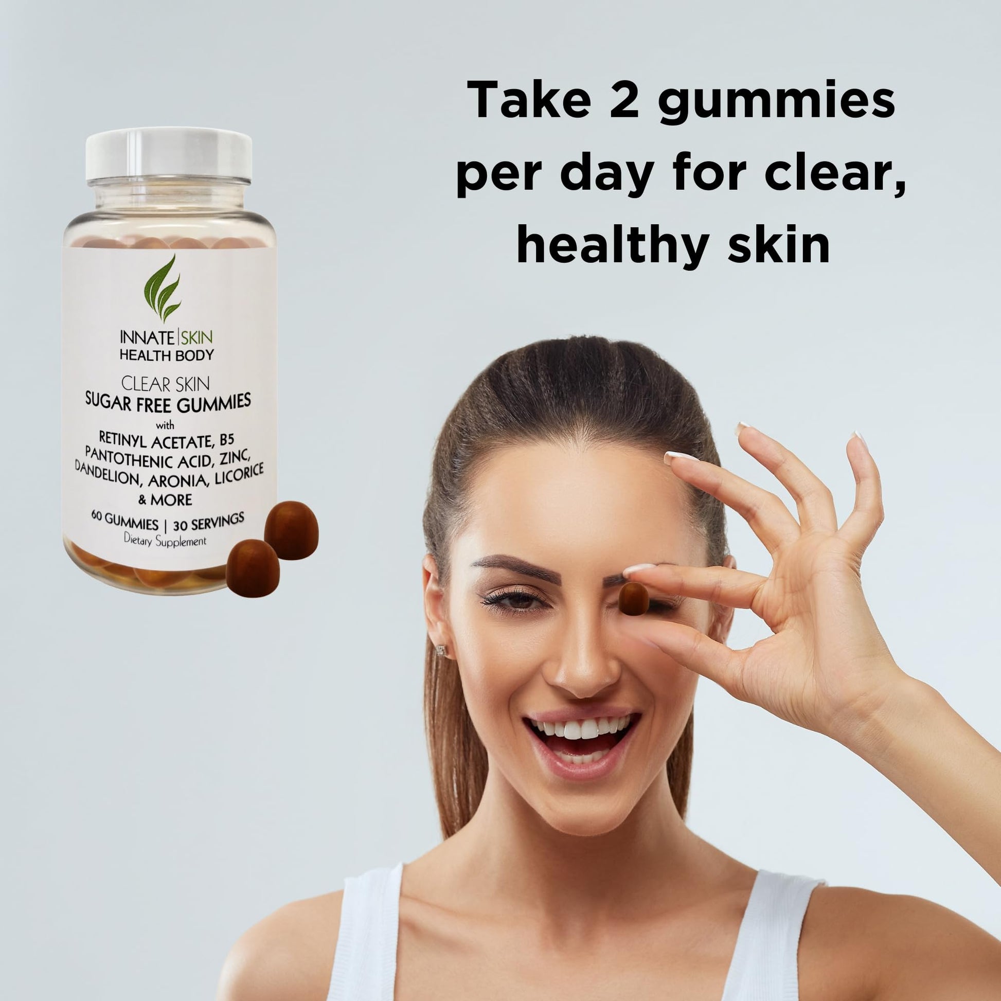 Innate Skin Health Body Clear Skin Acne Gummies - Complexion Supplement, Pantothenic Acid & Antioxidants, Vitamins 60 Count Innate Skin Au supplements