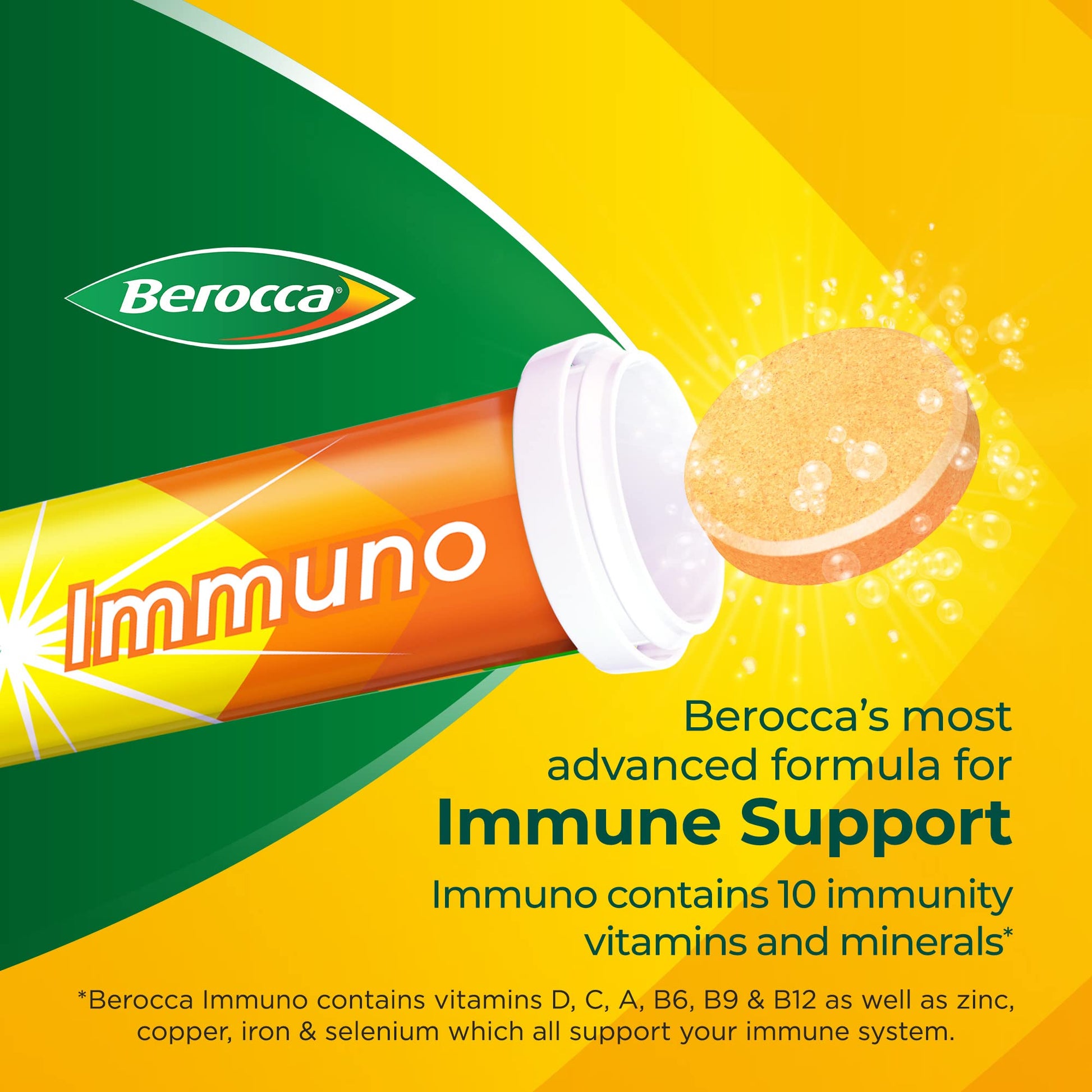 Berocca Immuno Effervescent Tablets, 11 Vitamins and Minerals, Including Vitamins D, C Berocca Au supplements