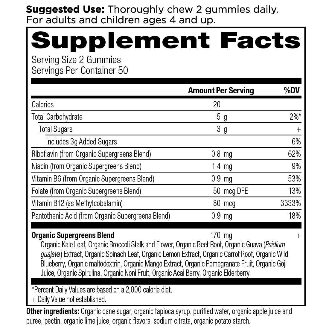 Ancient Nutrition Supergreens Gummy, Organic Superfood Gummy Made from Real Fruits, Vegetables and Herbs, for Digestive and Energy Support, 100 Count, Strawberry Watermelon Ancient Nutrition Au supplements