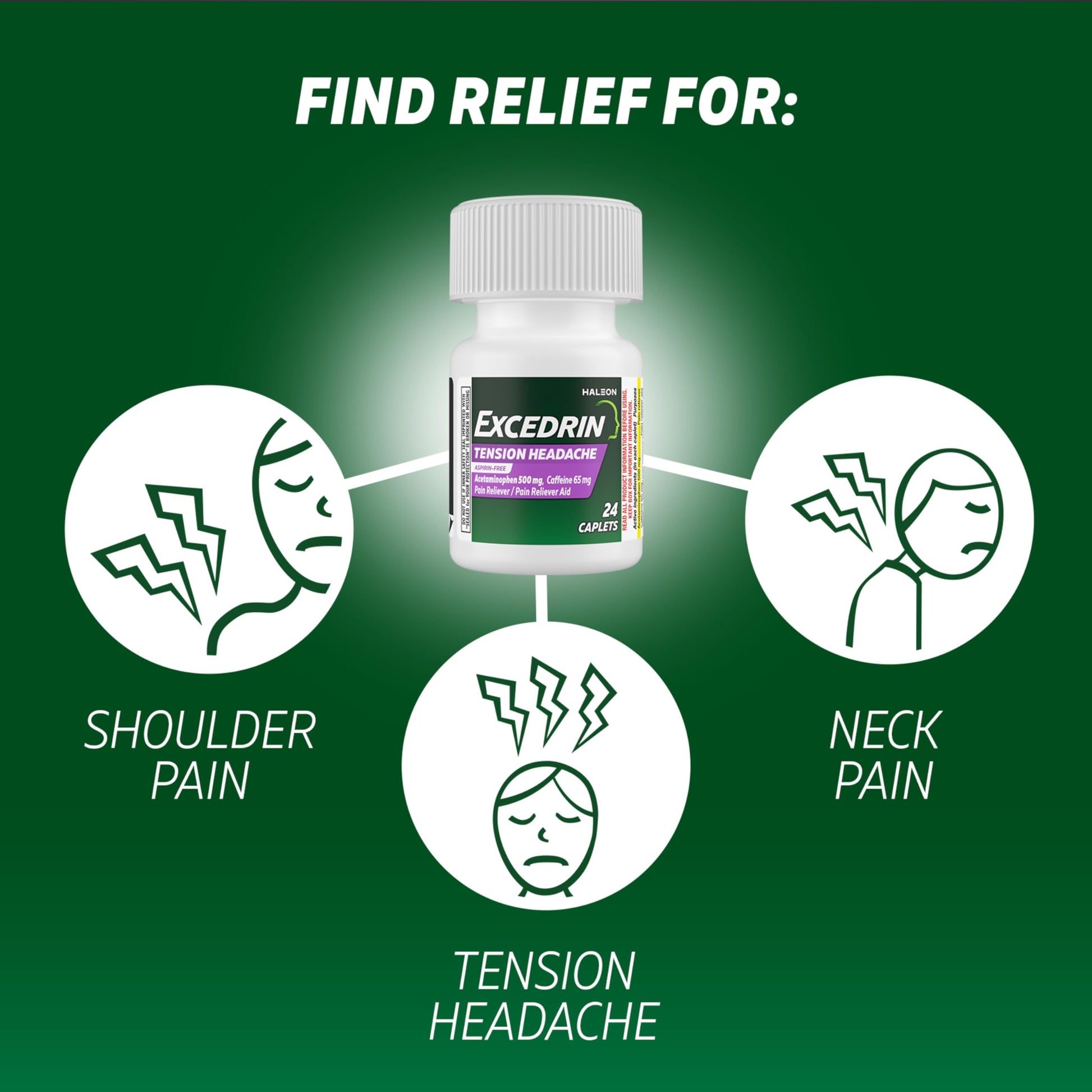 Excedrin Tension Headache Relief Caplets Without Aspirin for Head, Neck and Shoulder Pain Relief - 100 Count Excedrin Au supplements
