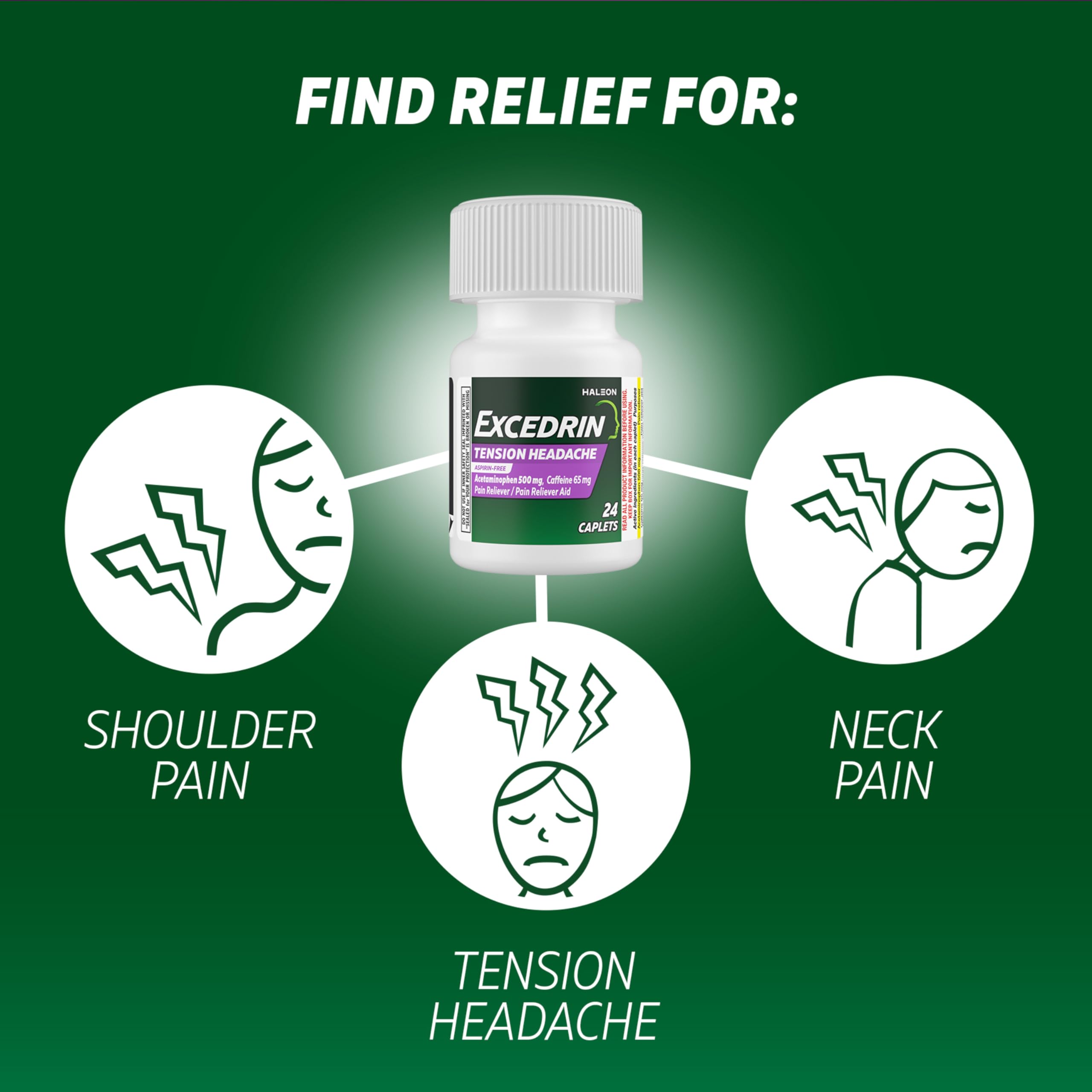 Excedrin Tension Headache Relief Caplets Without Aspirin for Head, Neck and Shoulder Pain Relief - 100 Count Excedrin Au supplements