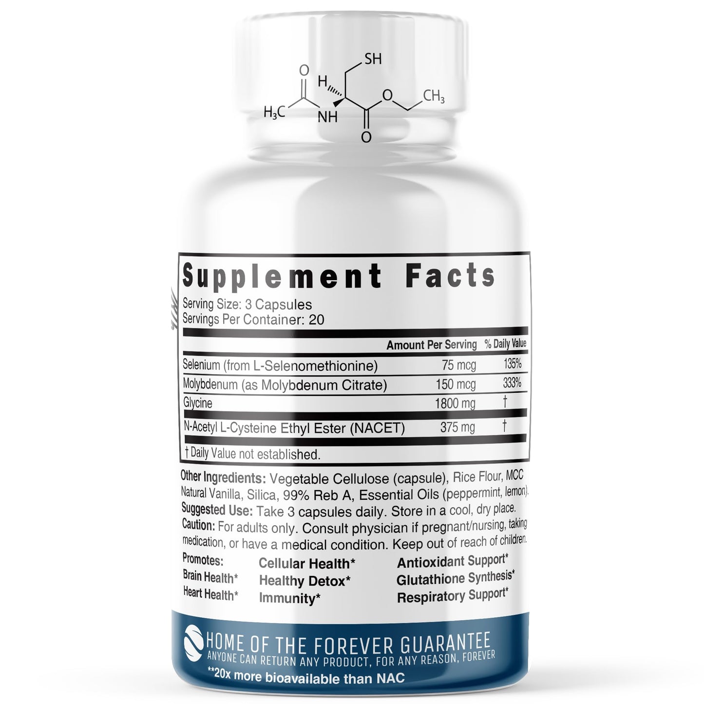 Neuro NAC Supplement 375mg Extra Strength with 1800mg Glycine - N-Acetyl Cysteine Nature's FusionsUS supplements