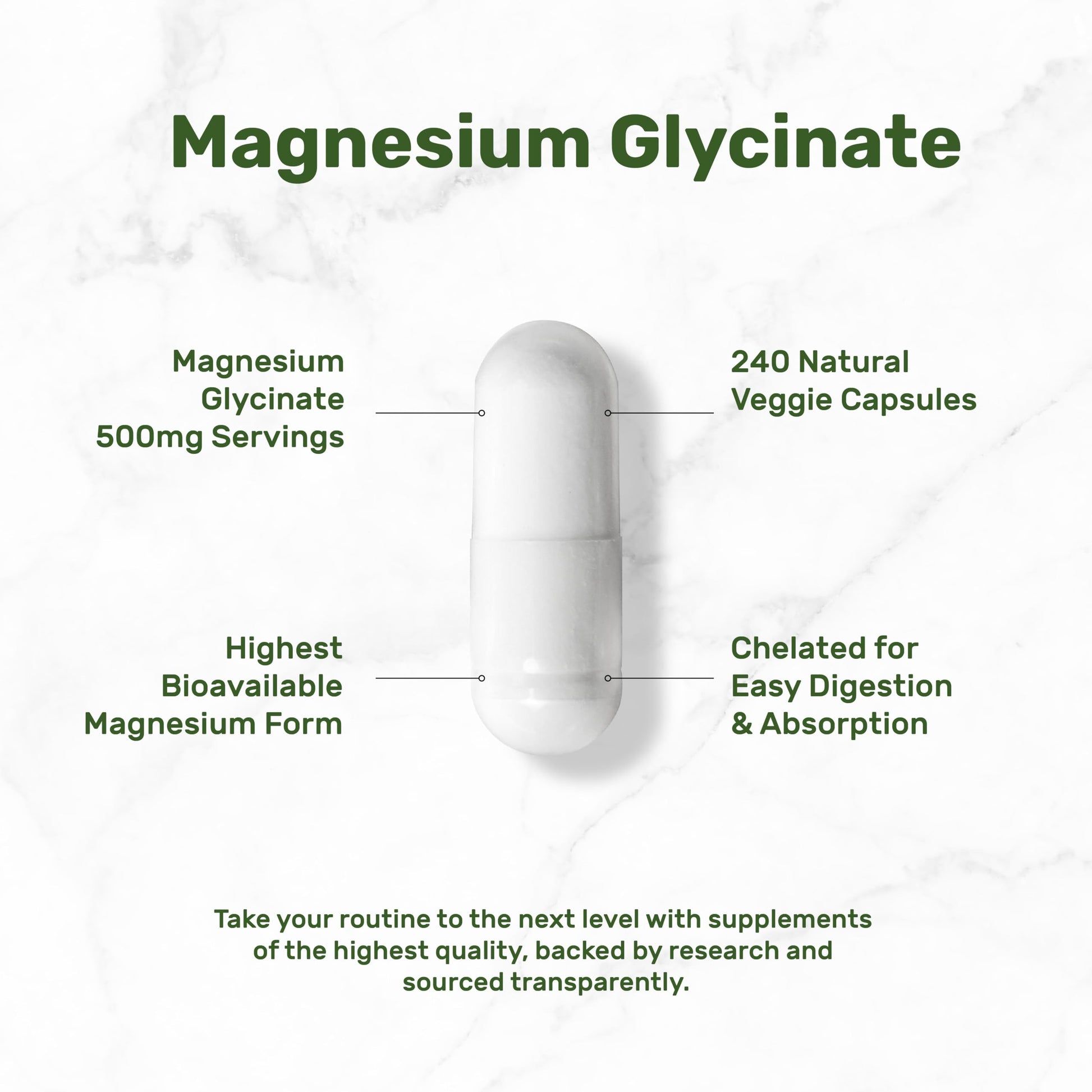 Deal Supplement Magnesium Glycinate 500mg, 240 Veggie Capsules | 100% Chelated for Easy Absorption | Essential Mineral Supplement | Non-GMO, Gluten-Free DEAL SUPPLEMENT Au supplements