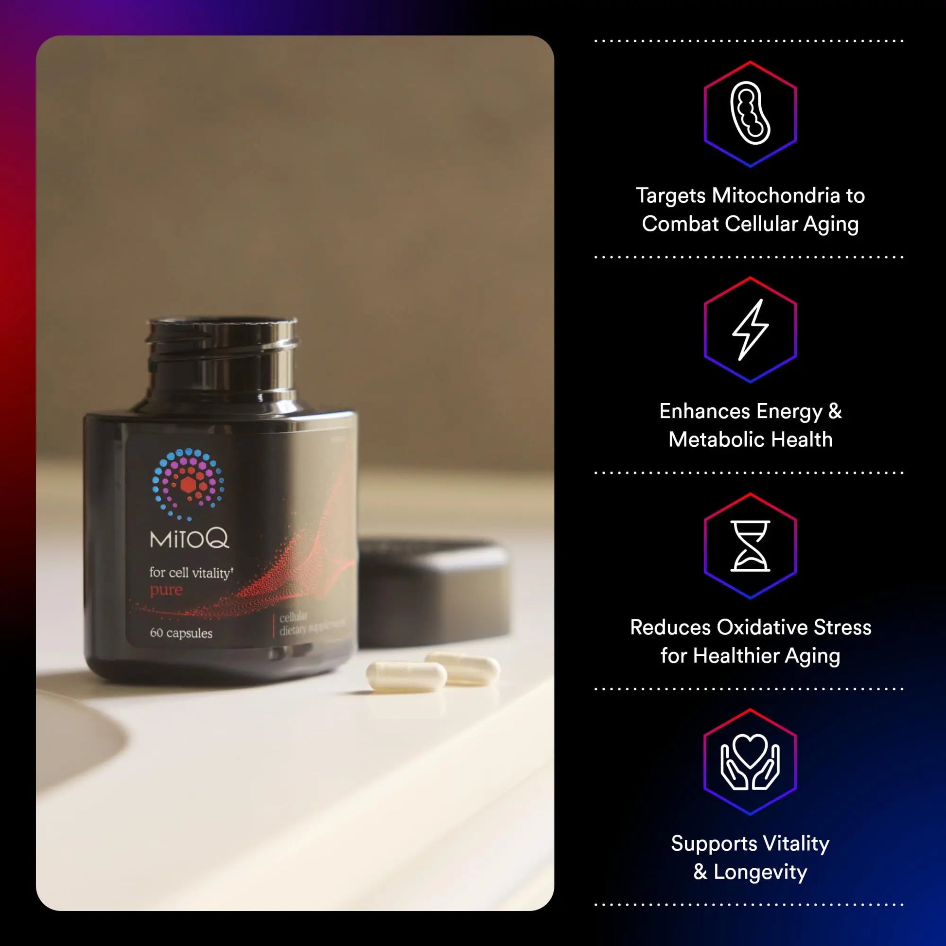 MitoQ Pure Advanced Mitochondria Supplement Superior Bioavailability to CoQ10 | Reduces Free Radical Damage for Healthy Aging, Metabolism, Heart Health, Energy, Strength & Mobility MitoQ Au supplements