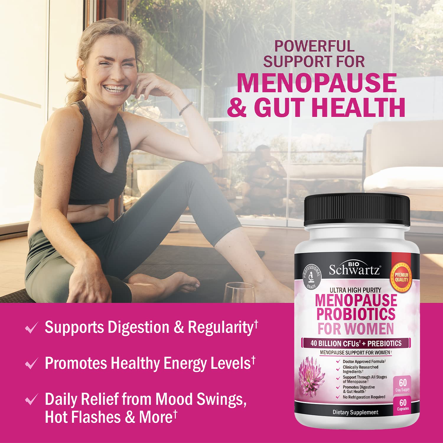 Menopause Support Probiotics for Women - Unique Menopause Relief for Hot Flashes BioSchwartz Au supplements