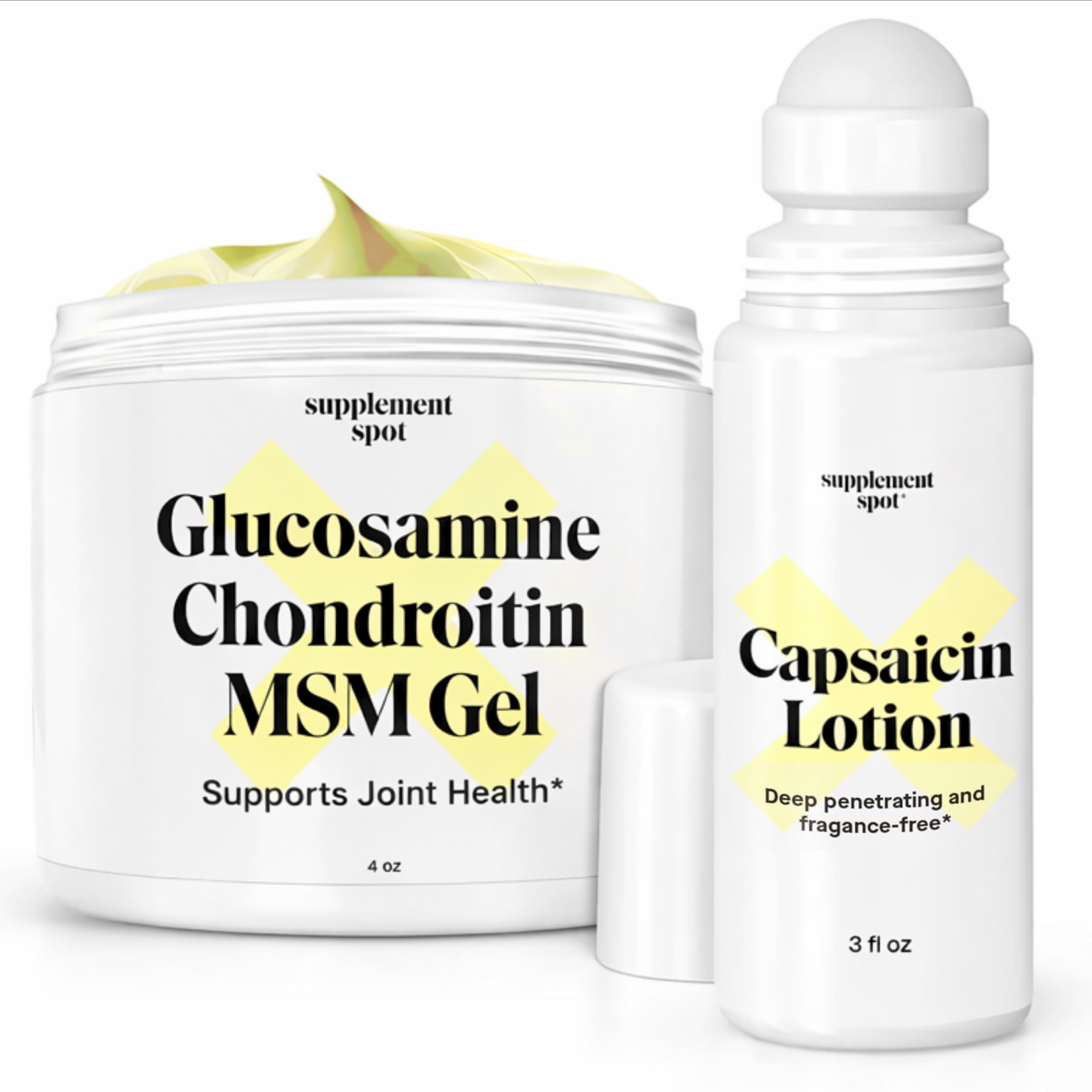 Supplement Spot Capsaicin Roll-On Cream 0.075% - Glucosamine Chondroitin MSM Gel with Bromelain – Joint & Muscle Care Bundle Supplement Spot Au supplements