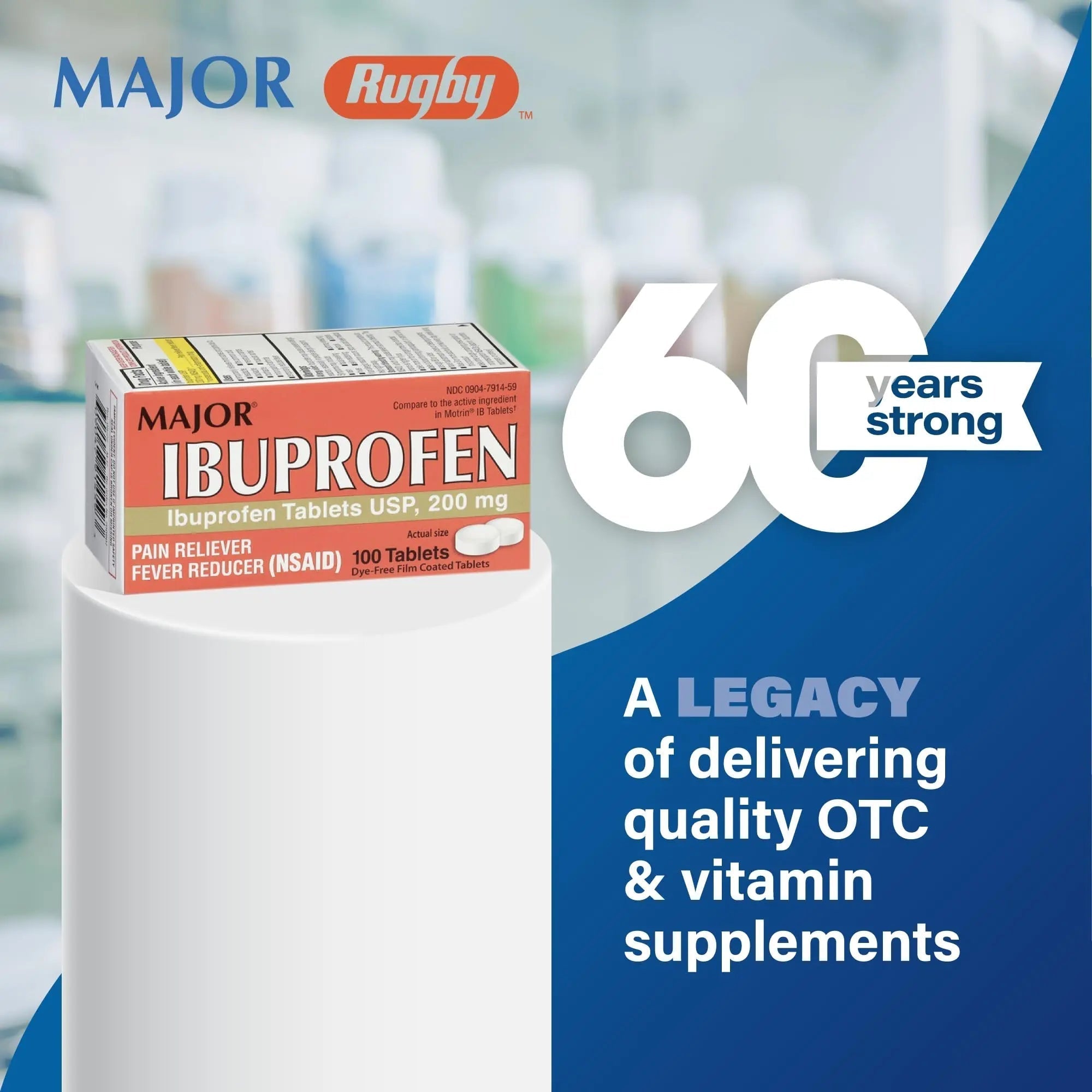 MAJOR Dye-Free Ibuprofen Tablets 200 mg - Helps Temporarily Reduce Fevers - Offers Pain Relief - 100 Tablets (1-Pack) MAJOR Au supplements