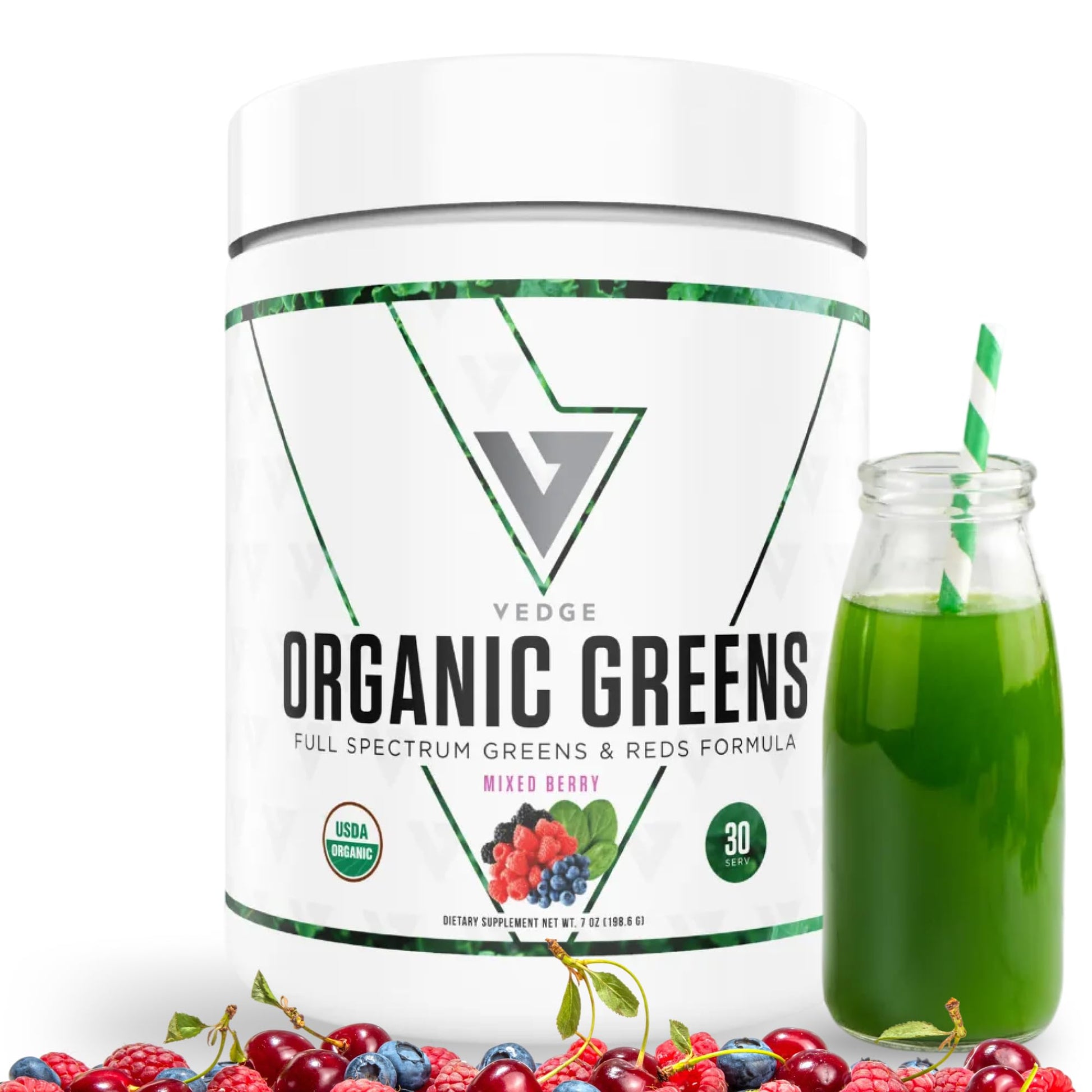 VEDGE Nutrition Organic Greens - Vegan Plant-Based Greens Superfood Powder - Drink Mix for Energy, Antioxidants & Recovery - Full Spectrum Greens for Athletes - 30 Servings - Mixed Berry Flavor VEDGE Au supplements