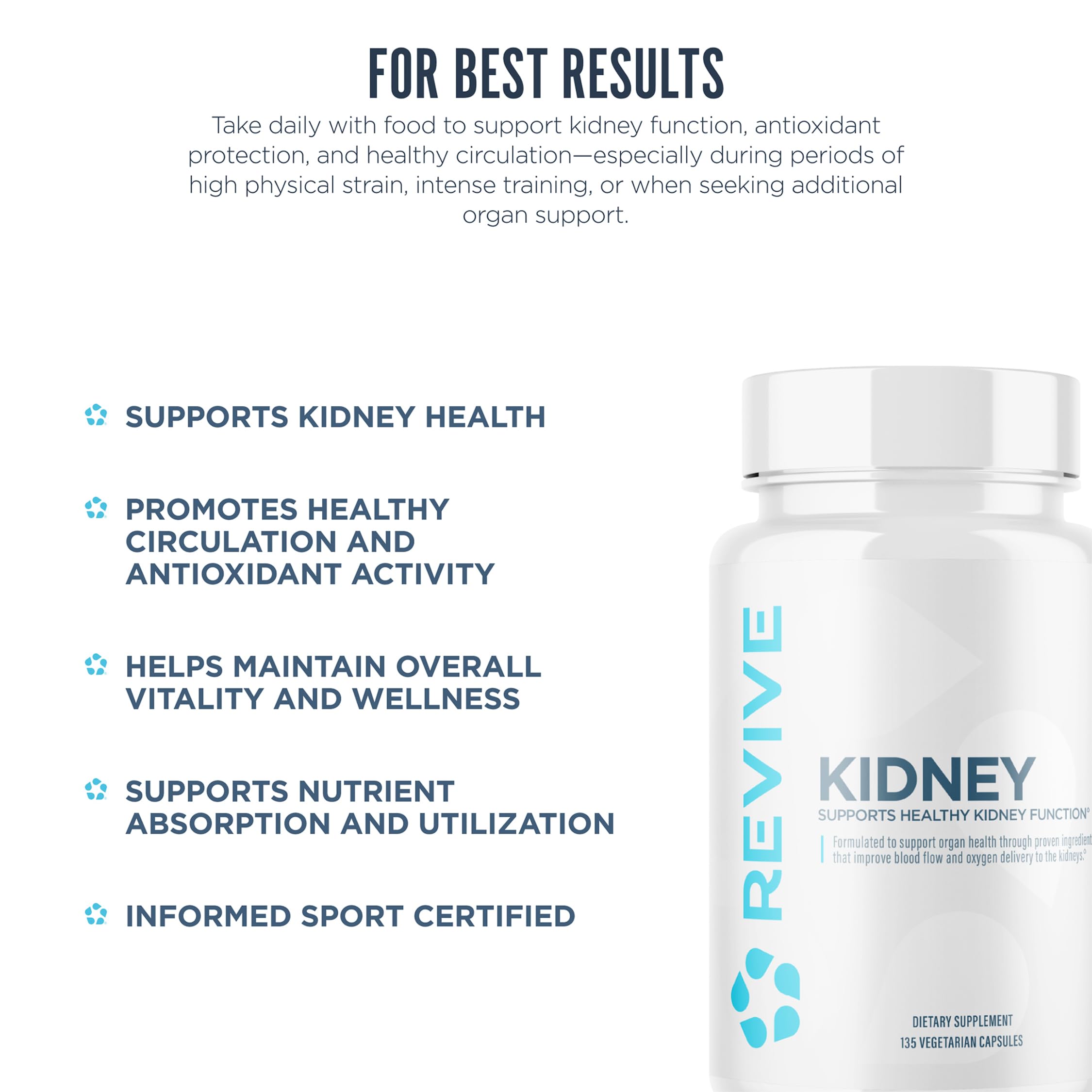 Revive MD Kidney Support Supplement for Men & Women – Kidney Cleanse & Detox Capsules for Overall Health & Function – Vegan-Friendly, Gluten-Free & Soy-Free (135 Vegetarian Capsules, 45 Servings) Revive Au supplements