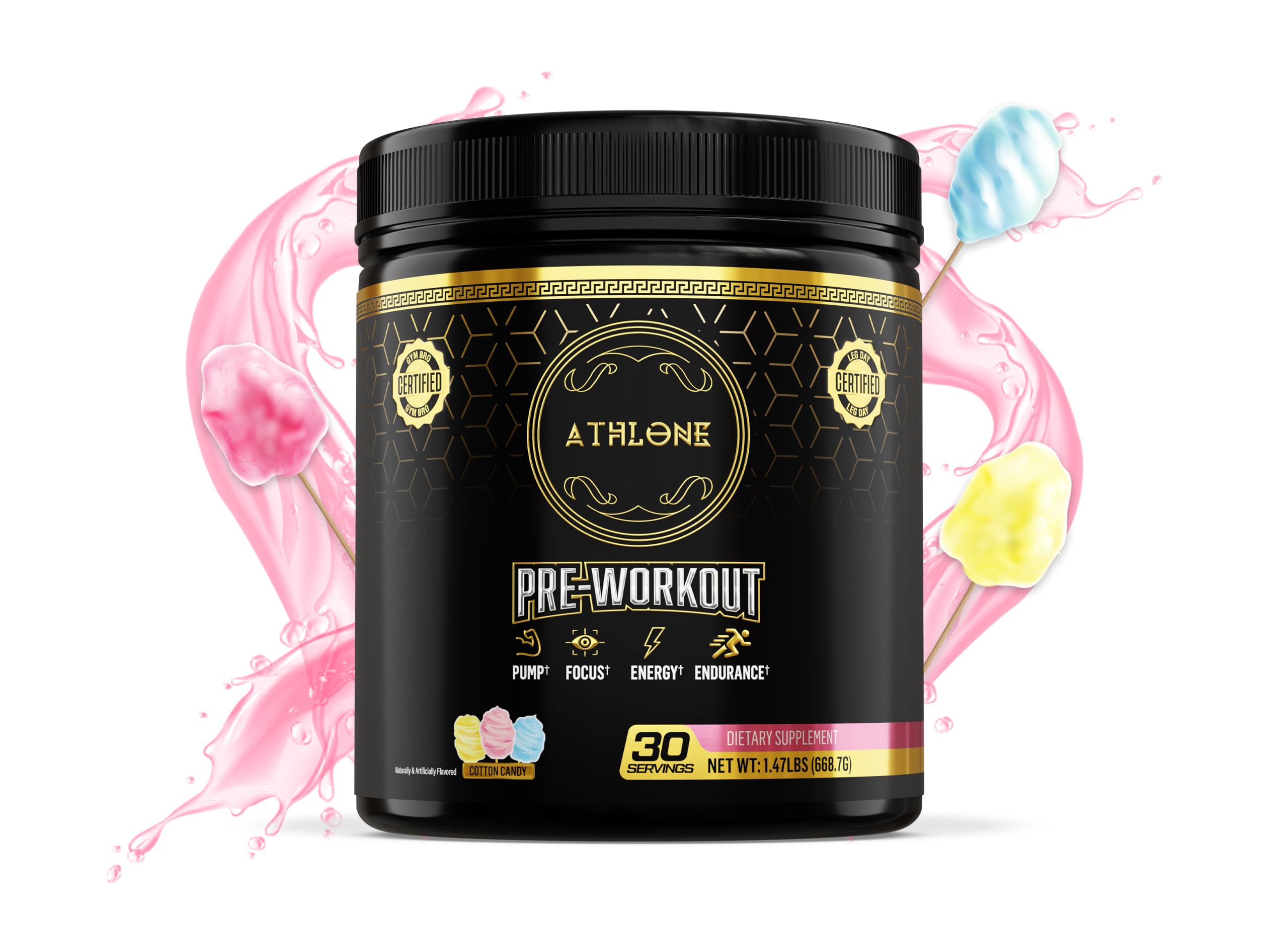 Athlone Pre-Workout Powder Cotton Candy Performance Blend- Supplement - Energy Athlone Au supplements