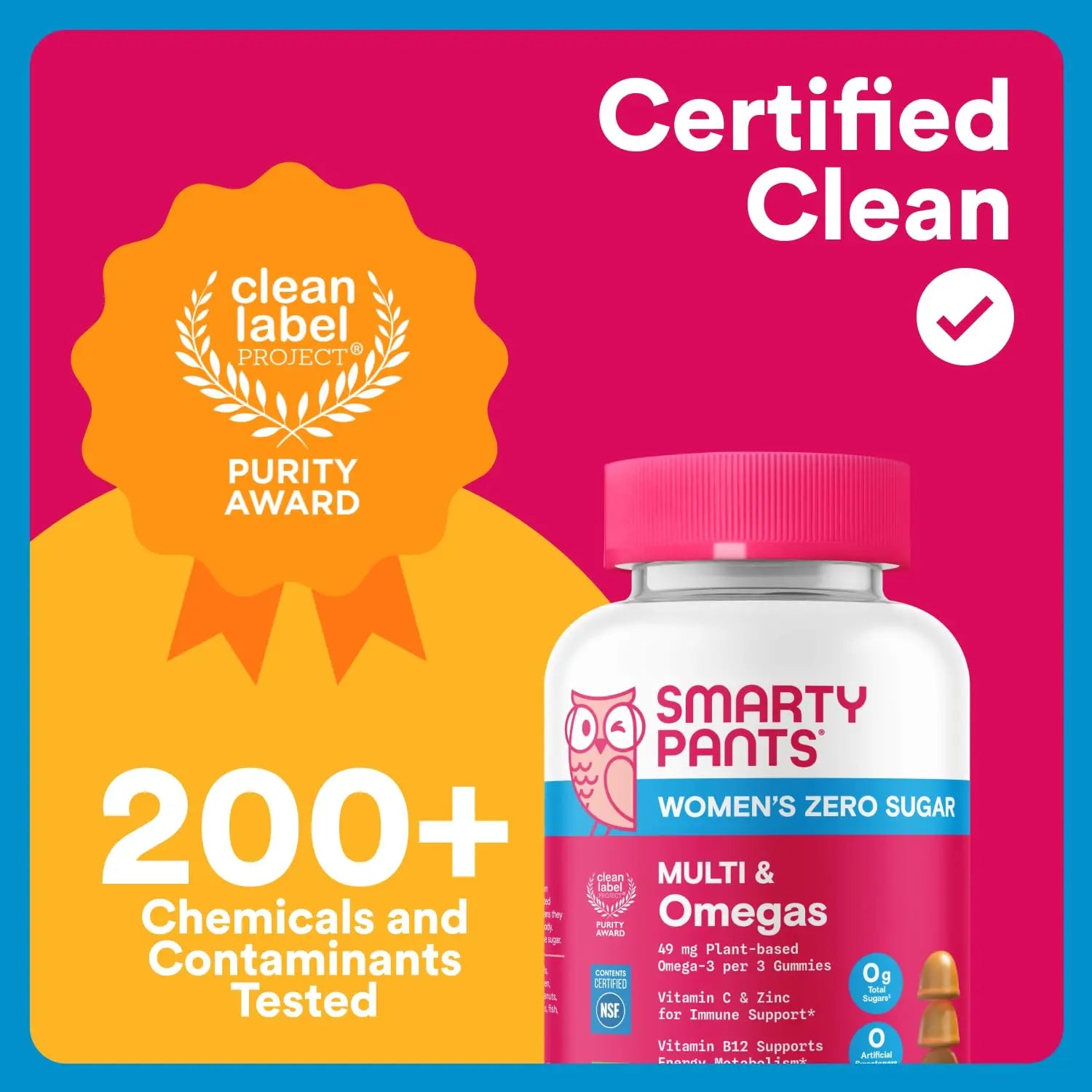 SmartyPants Zero Sugar Women’s Multivitamin Gummies: Biotin, Methylfolate, Omega 3 (ALA), Vitamin D3, C, Vitamin B12, B6, A, K, Zinc, Inositol SmartyPants Au supplements
