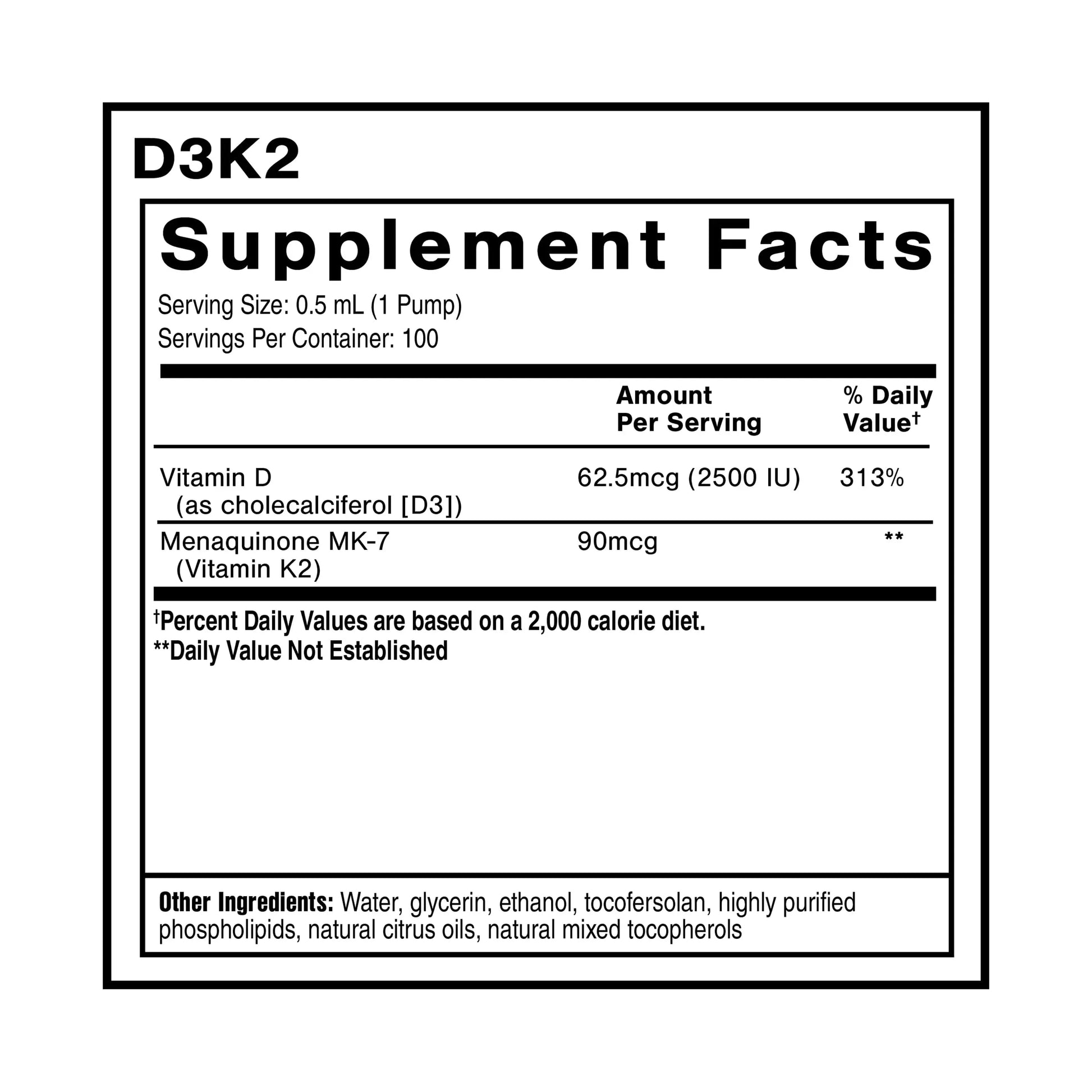 Quicksilver Scientific Nanoemulsified D3K2 - Emulsified Liquid Vitamin D3 + K2 MK7 Liposomal Supplement for Heart, Bone Health + Immune Support - Bioactive 2500IU for Enhanced Absorption (1.7oz/50ml) Quicksilver Scientific Au supplements