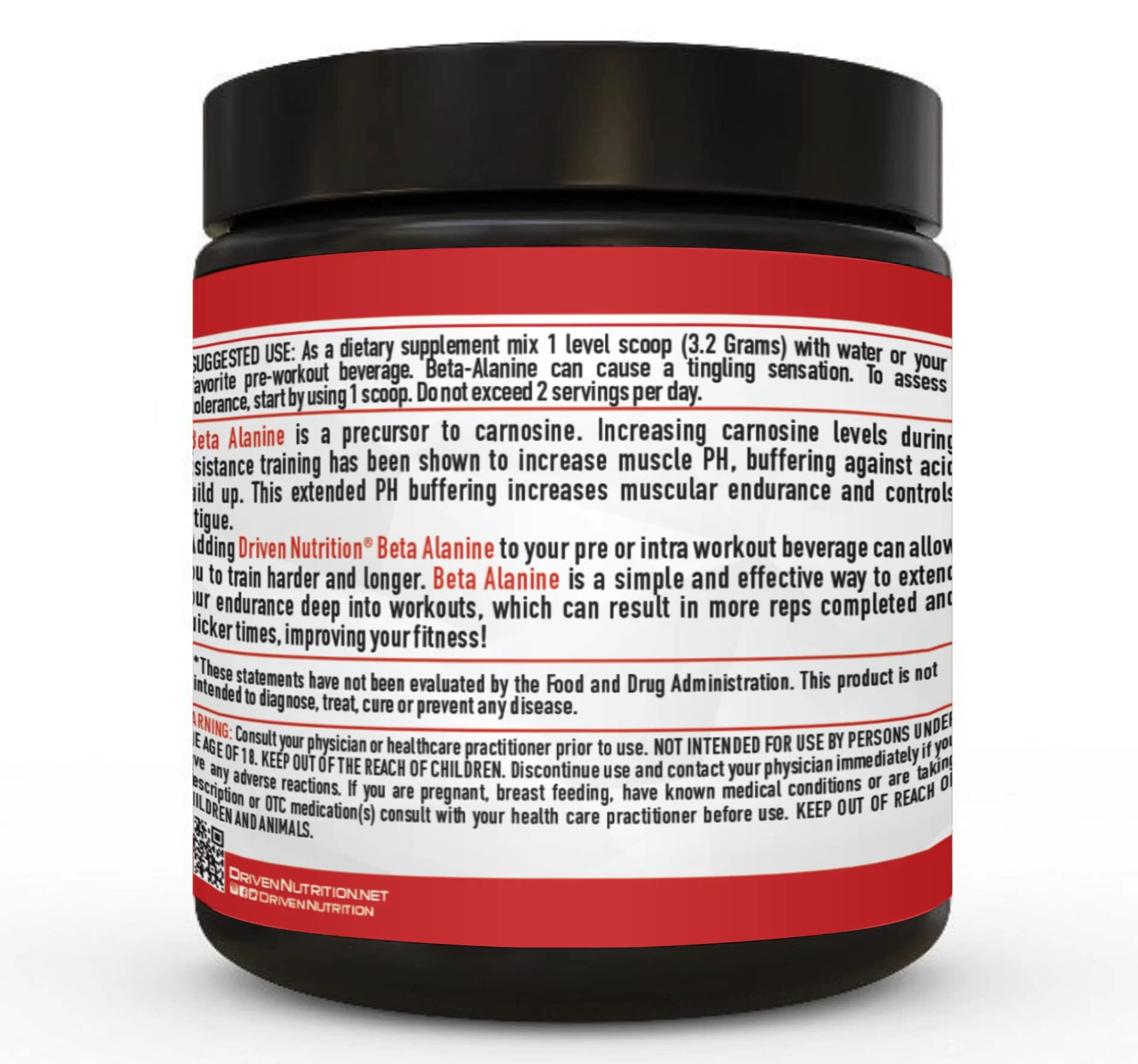 Driven Nutrition Beta Alanine, Unflavored - Preworkout Carnosine Booster for Physical Driven Nutrition Au supplements