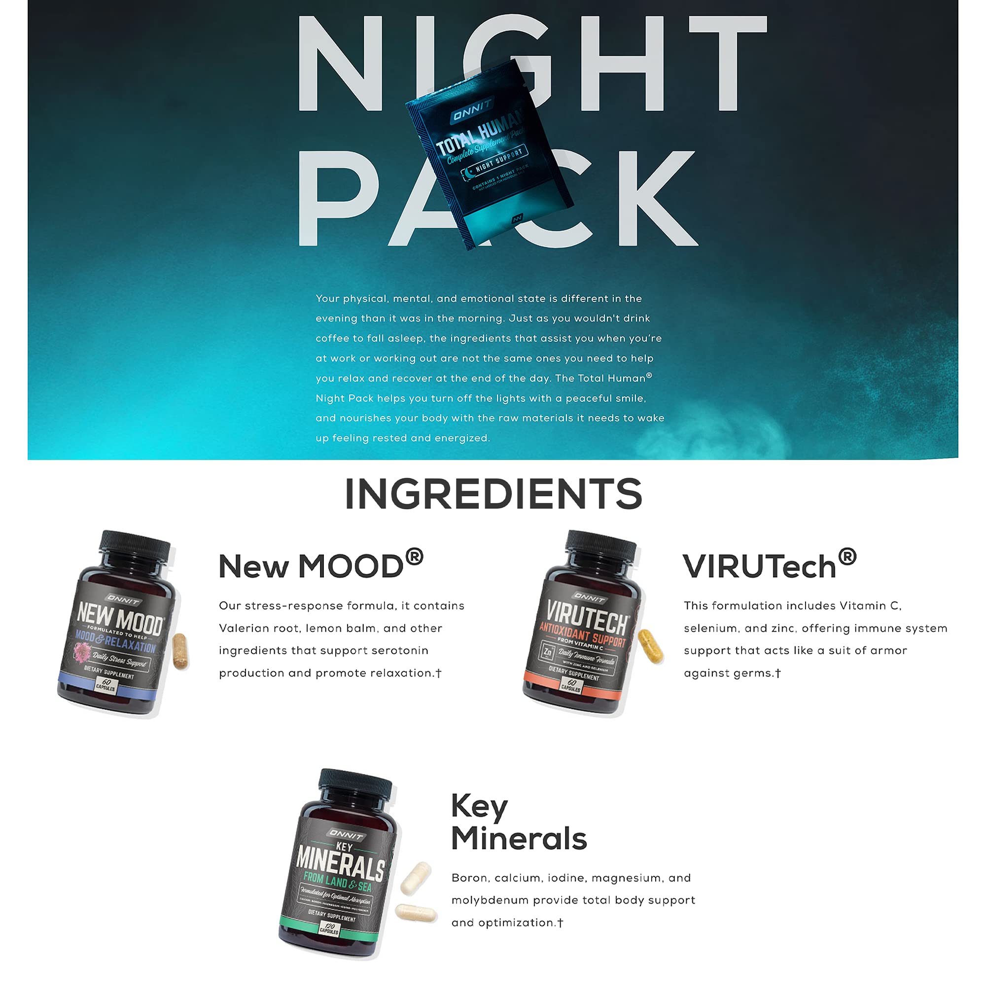 ONNIT Total Human Day and Night Vitamin Packs for Men and Women,Capsule, 30-Day ONNIT Au supplements
