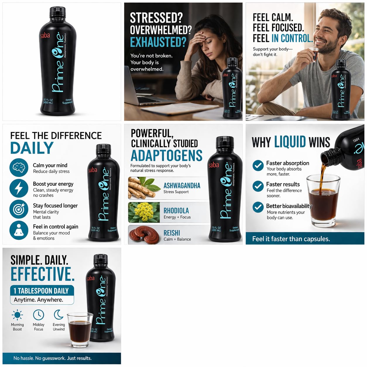 HerbFuse Ashwagandha Liquid Shots – Stress Relief Supplement for Calm Mood & Energy Support – Adaptogen Formula with Rhodiola, Reishi & Ginseng – Fast Absorption – 30 Servings – Saba Prime One HerbFuse Au supplements