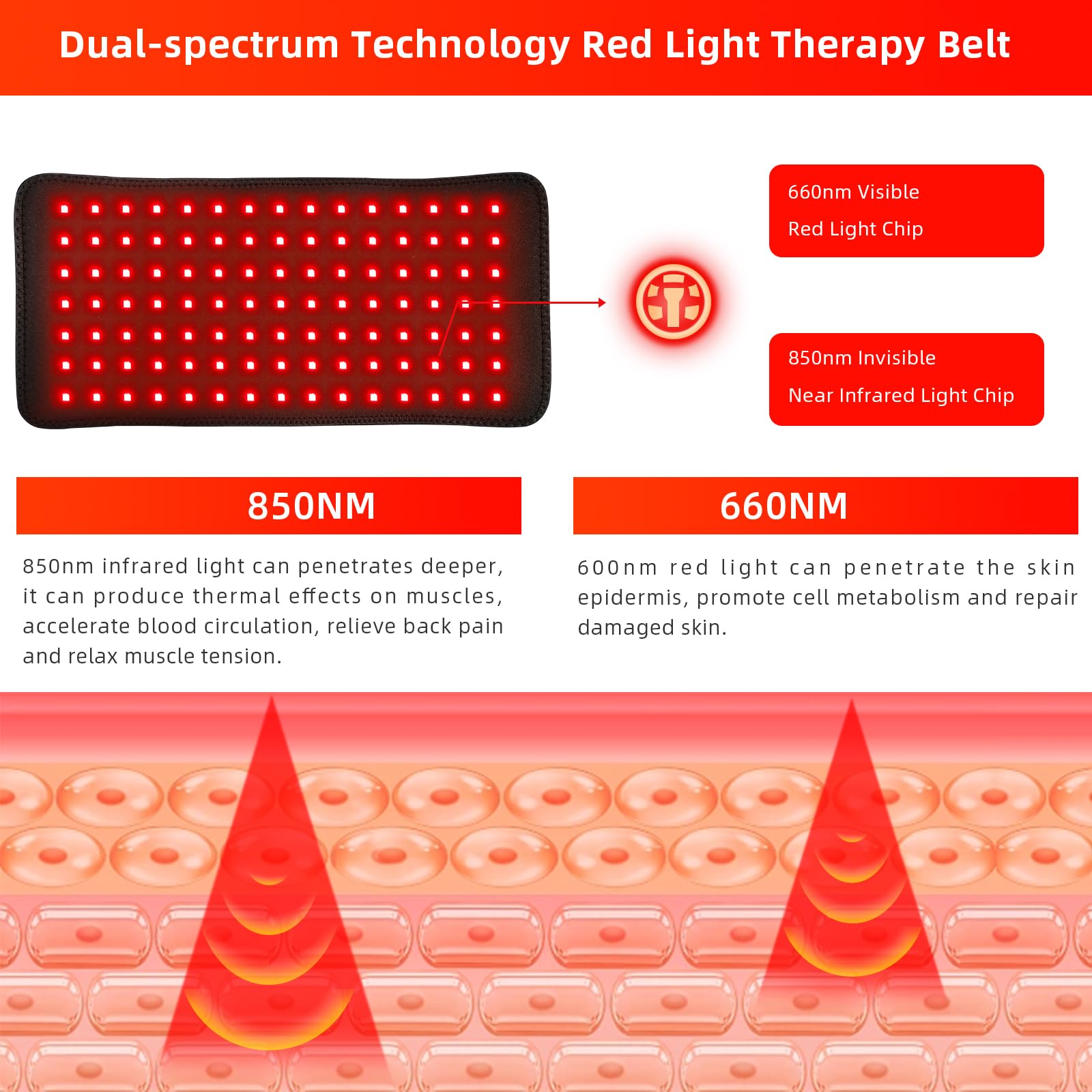 Red Light Therapy Infrared Light Therapy Heating Wrap Belt for Body Back Knee Shoulder Waist Muscle Pain AKYSUN Au supplements