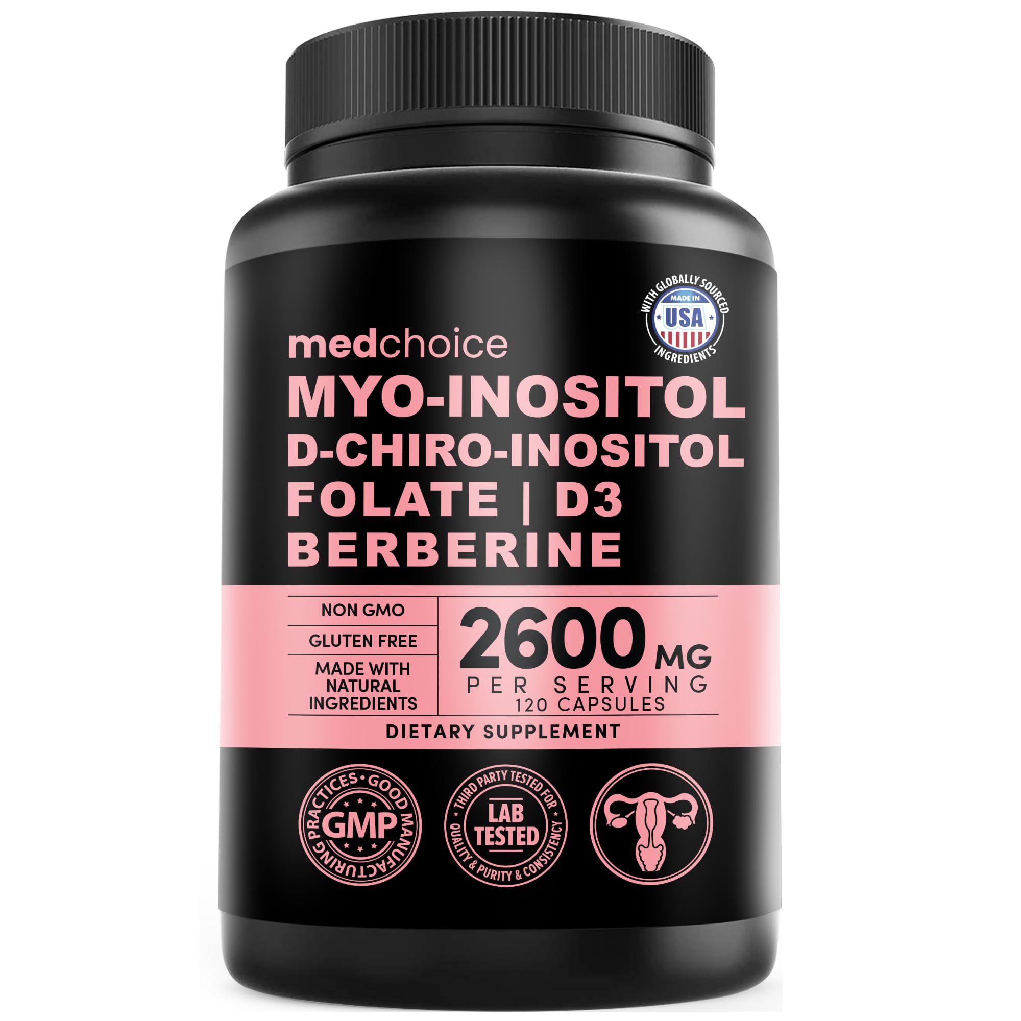 14-in-1 Women’s Inositol Complex Supplement – 40:1 Myo & D-Chiro Inositol with Folate, Vitamin D3, Zinc, Magnesium & Botanicals for Hormone & Feminine Wellness Support – (120 Capsules) (Pack of 1) MEDCHOICE Au supplements