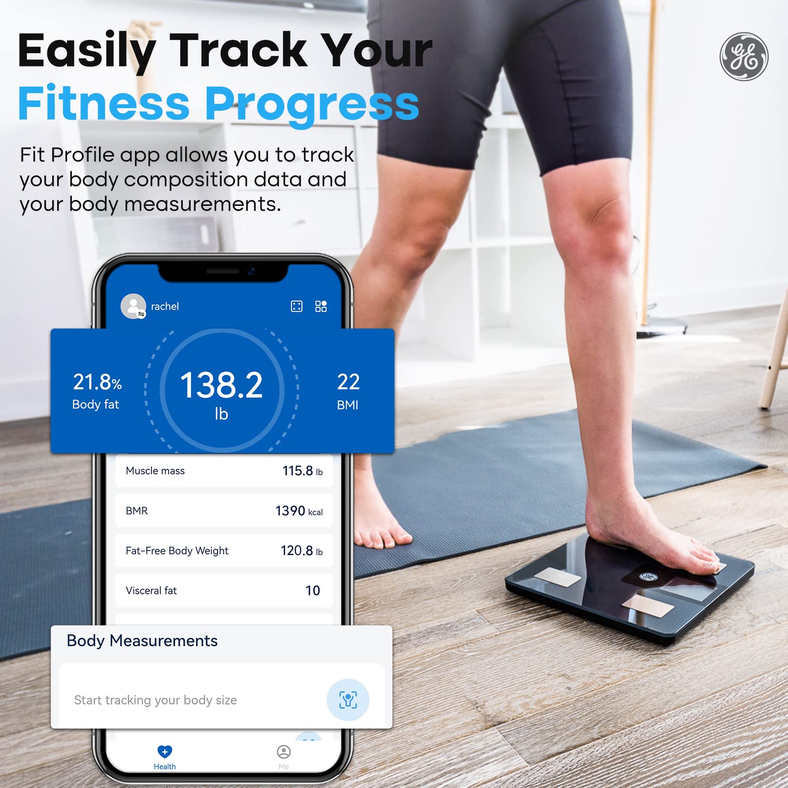 GE Smart Scale for Body Weight and Fat Percentage with All-in-one LCD Display GE Au supplements