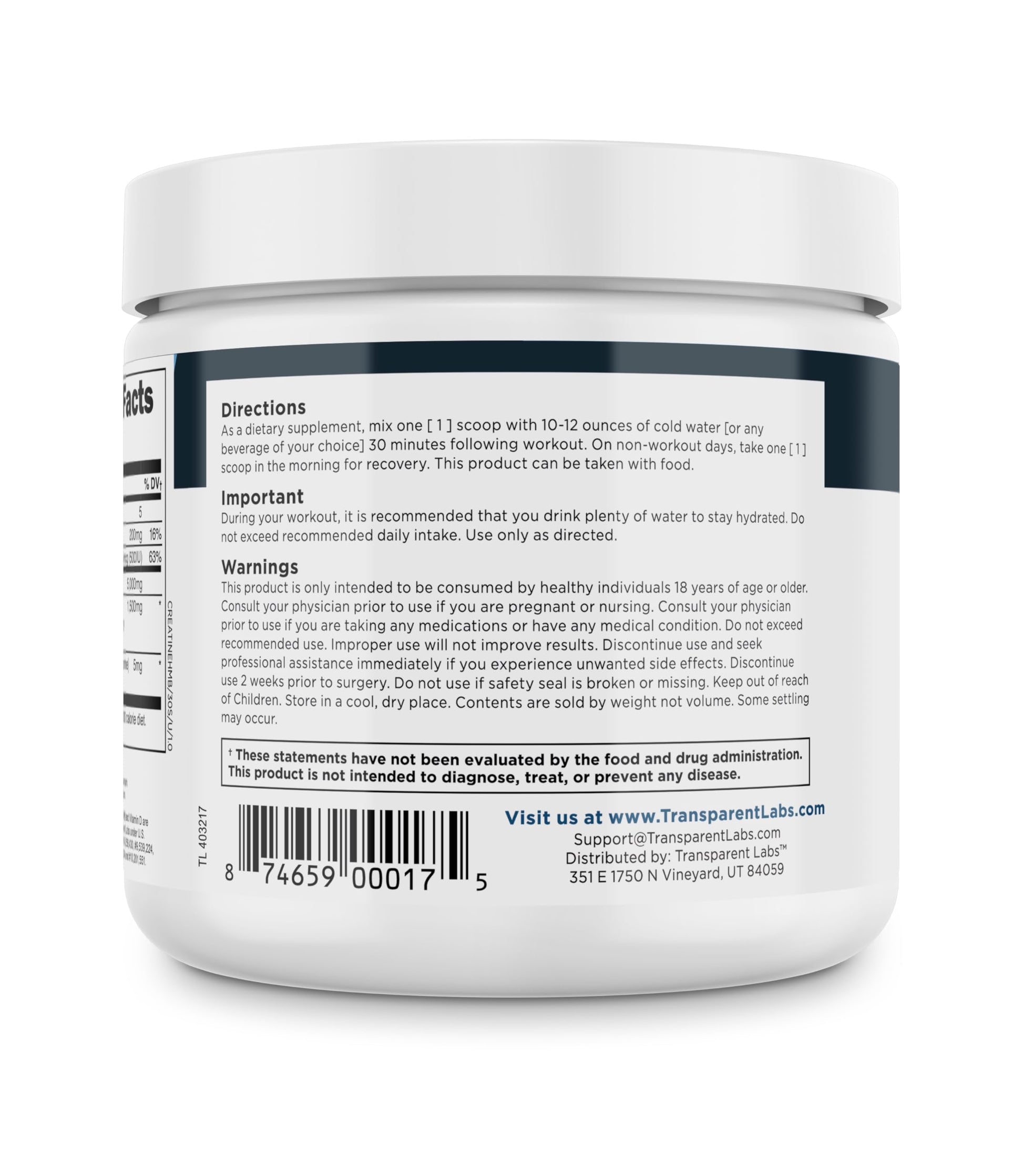 Transparent Labs Creatine HMB - Creatine Monohydrate Powder with HMB for Muscle Growth, Increased Strength, Enhanced Energy Output, and Improved Athletic Performance - 30 Servings, Unflavored Transparent Labs Au supplements