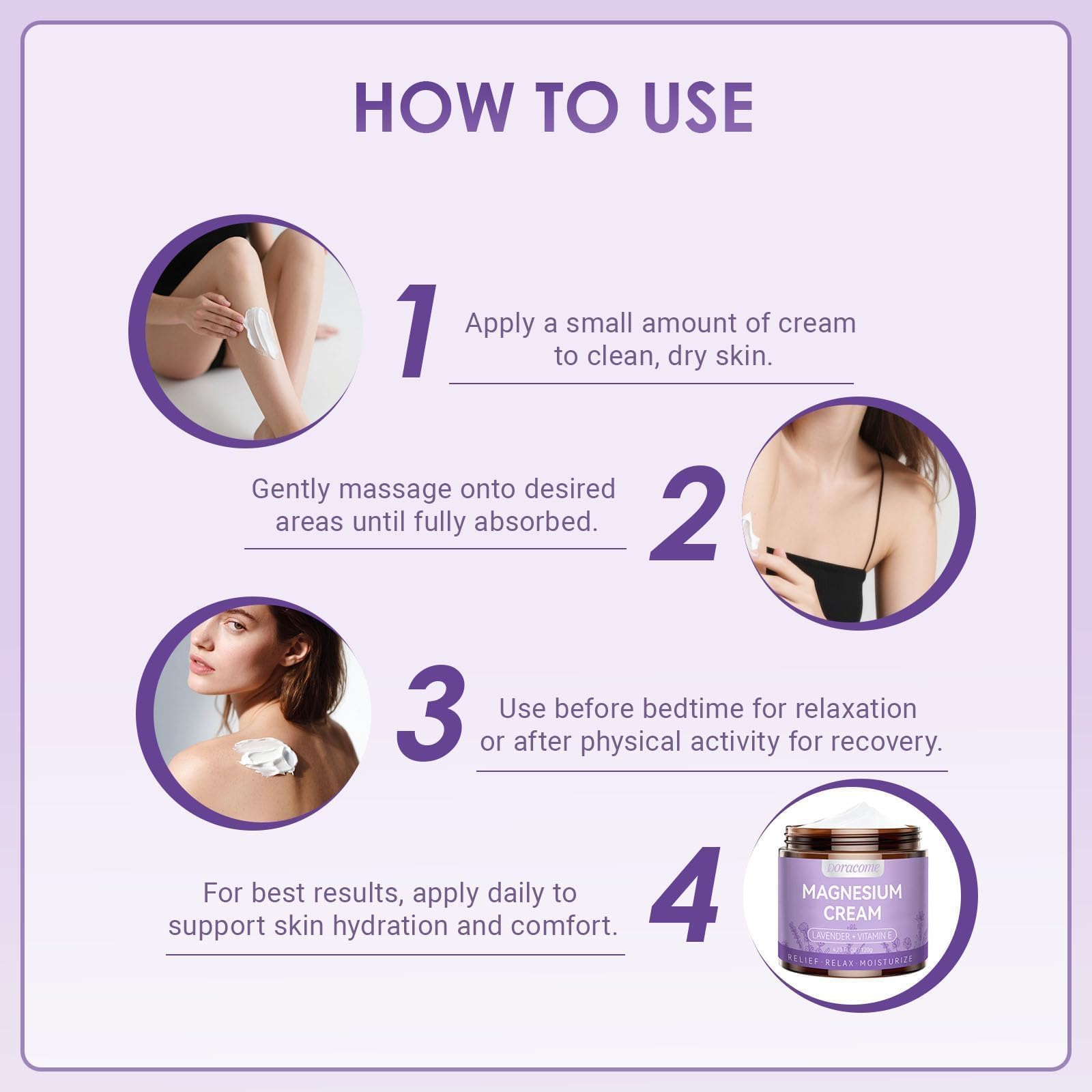 Doracome Magnesium Moisturizing Cream for Muscle Relief, Sleep Support and Stress Relief, Fast-Absorbing Formula,Skin Friendly,Lightly Scented Doracome Au supplements