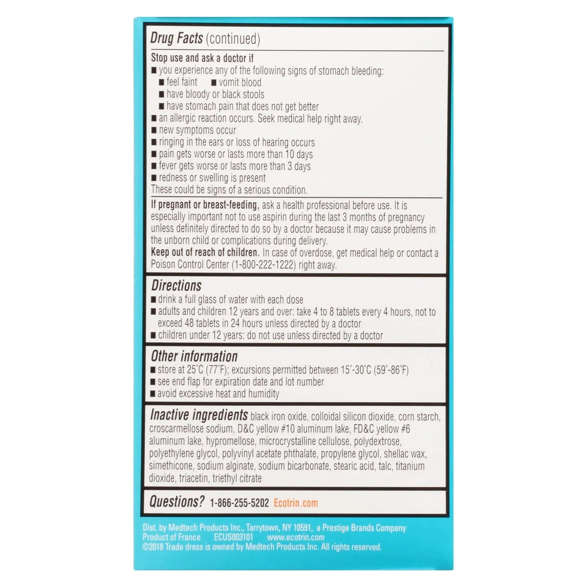 Ecotrin Low Strength Safety Coated Aspirin | NSAID | 81mg | 365 Tablets (2 Pack) Ecotrin Au supplements