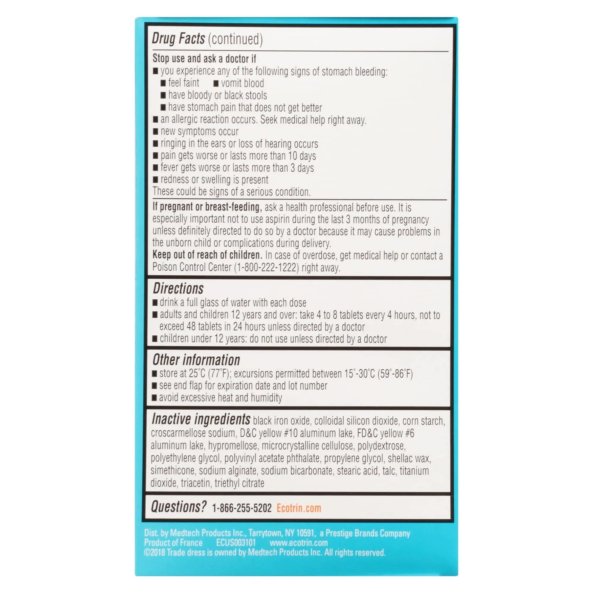Ecotrin Low Strength Safety Coated Aspirin | NSAID | 81mg | 365 Tablets (2 Pack) Ecotrin Au supplements