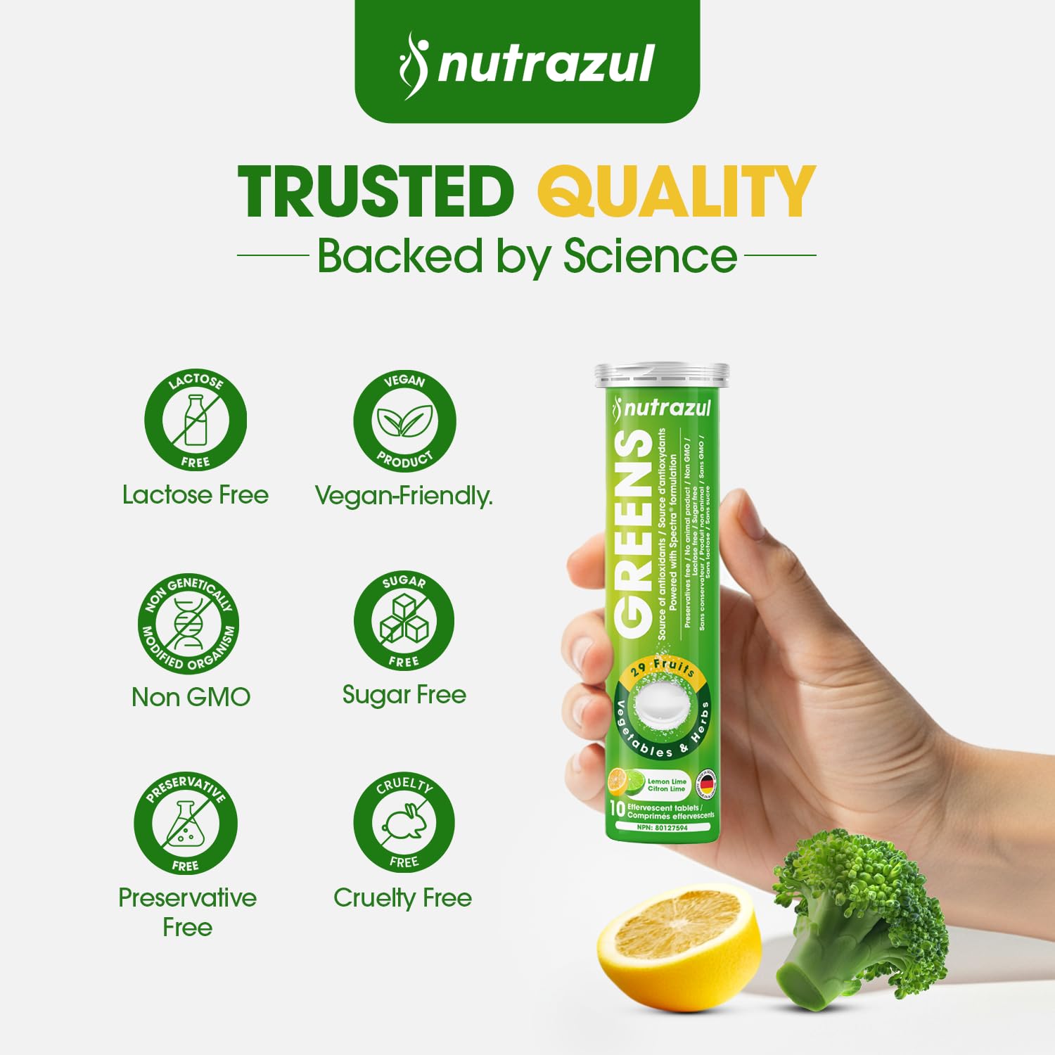 nutrazul Greens Effervescent Tablets - Daily Super Greens Supplement with 29 Superfoods - Antioxidant & Immune Support - Lemon Lime Flavor - Non-GMO - 30 Tablets nutrazul Au supplements