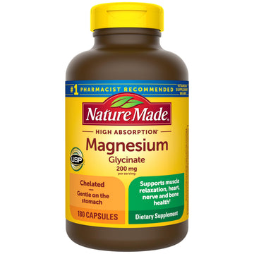 Nature Made Magnesium Glycinate 200 mg per serving, Magnesium Supplement for Muscle, Heart, Nerve and Bone Support, 180 Magnesium Bisglycinate Capsules, 90 Day Supply Nature Made Au supplements