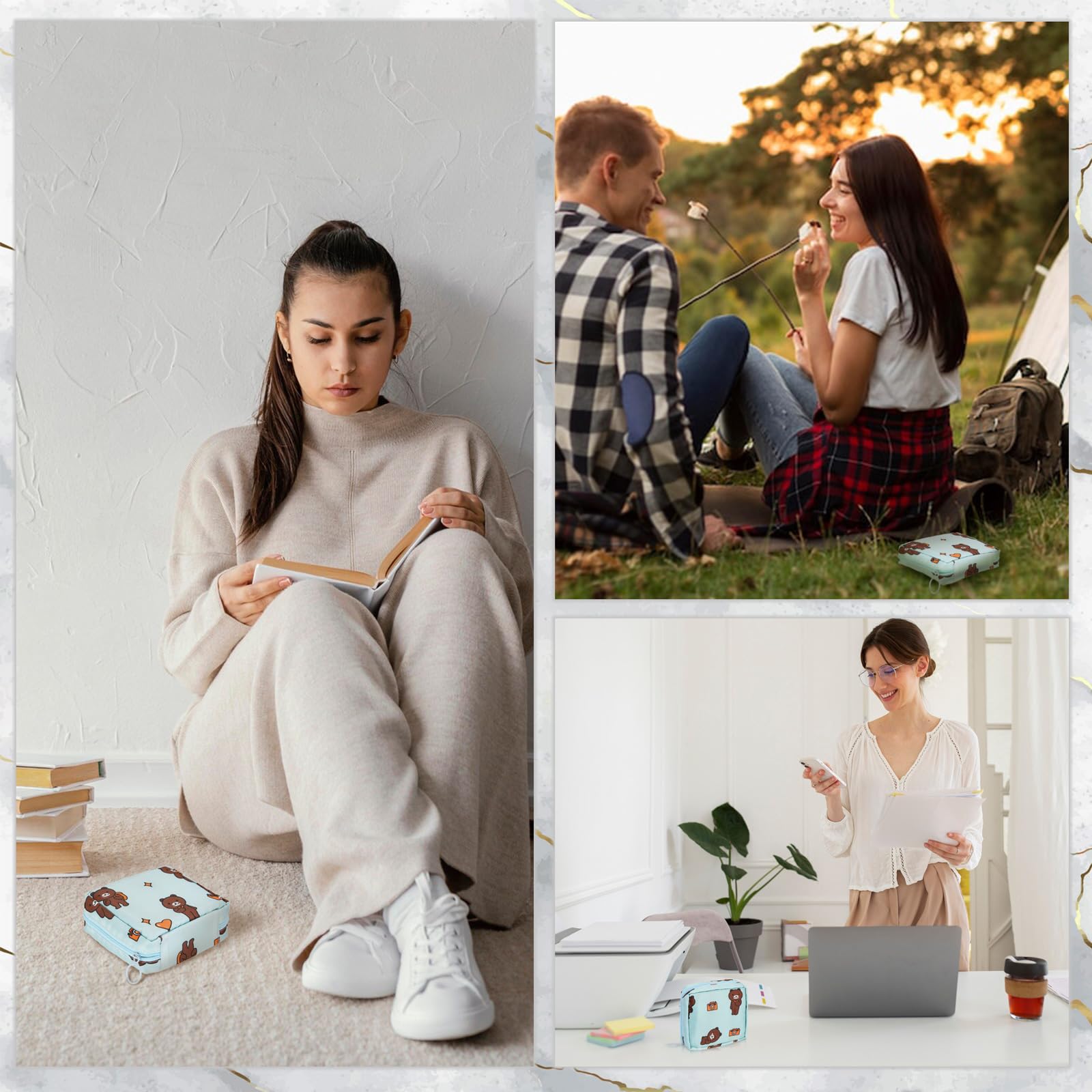 4Pcs Period Bag, Sanitary Pad Storage Bag Samll Period Pouch for Purse Cute Menstrual Period Bag Aster Au supplements