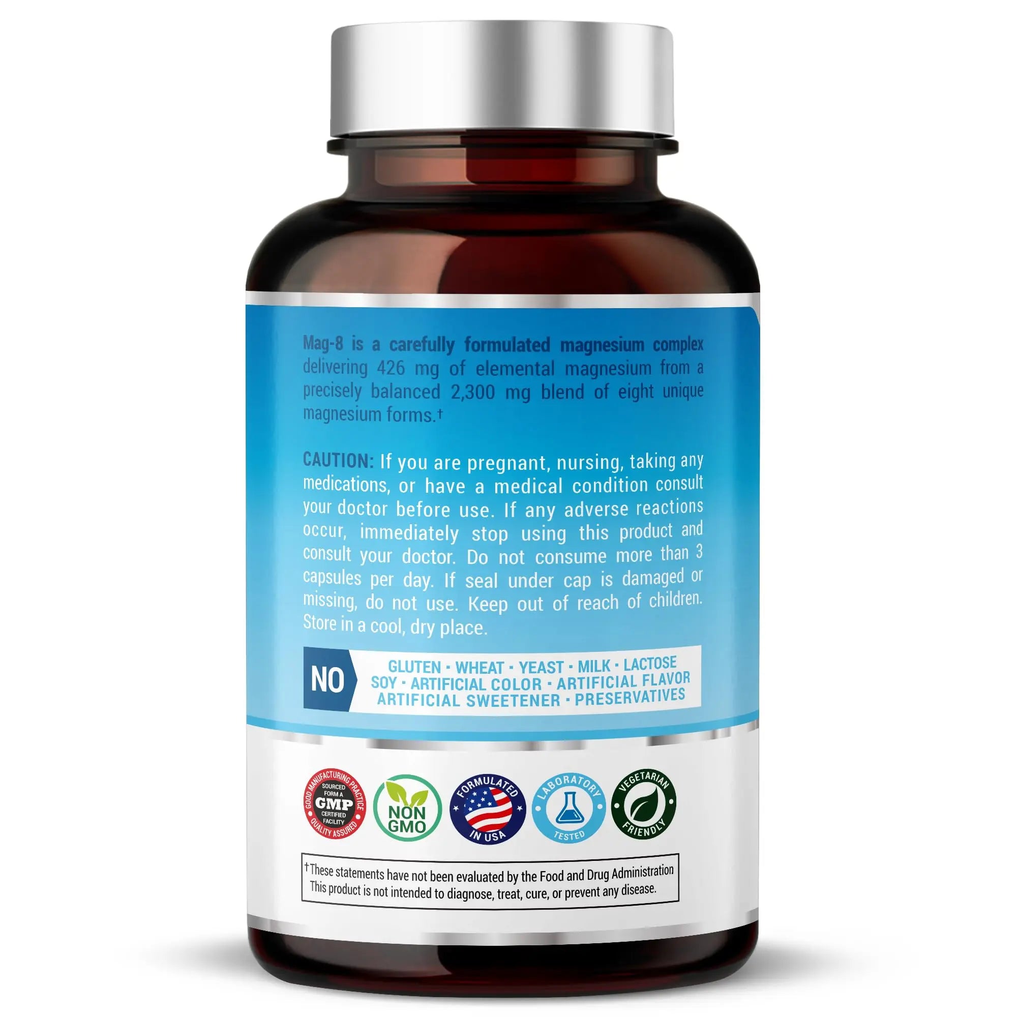 8 in 1 Magnesium Complex for Women & Men 426mg | 180 Vegan Capsules | MAG-8 Blend: Citrate, Bisglycinate, Malate, & More | Non-GMO Magnesio Complex Supplement | Provides 100% Daily Recommended Value Teraputics Au supplements