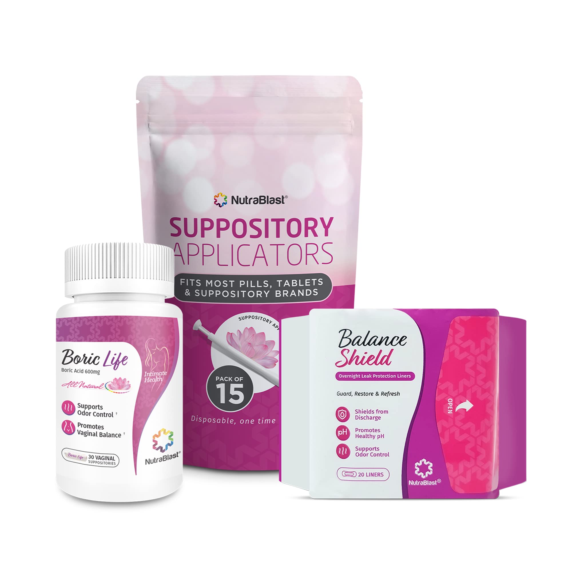 NutraBlast Boric Acid Vaginal Suppositories 600mg (30 Count) w/Disposable Vaginal Applicators NutraBlast Au supplements
