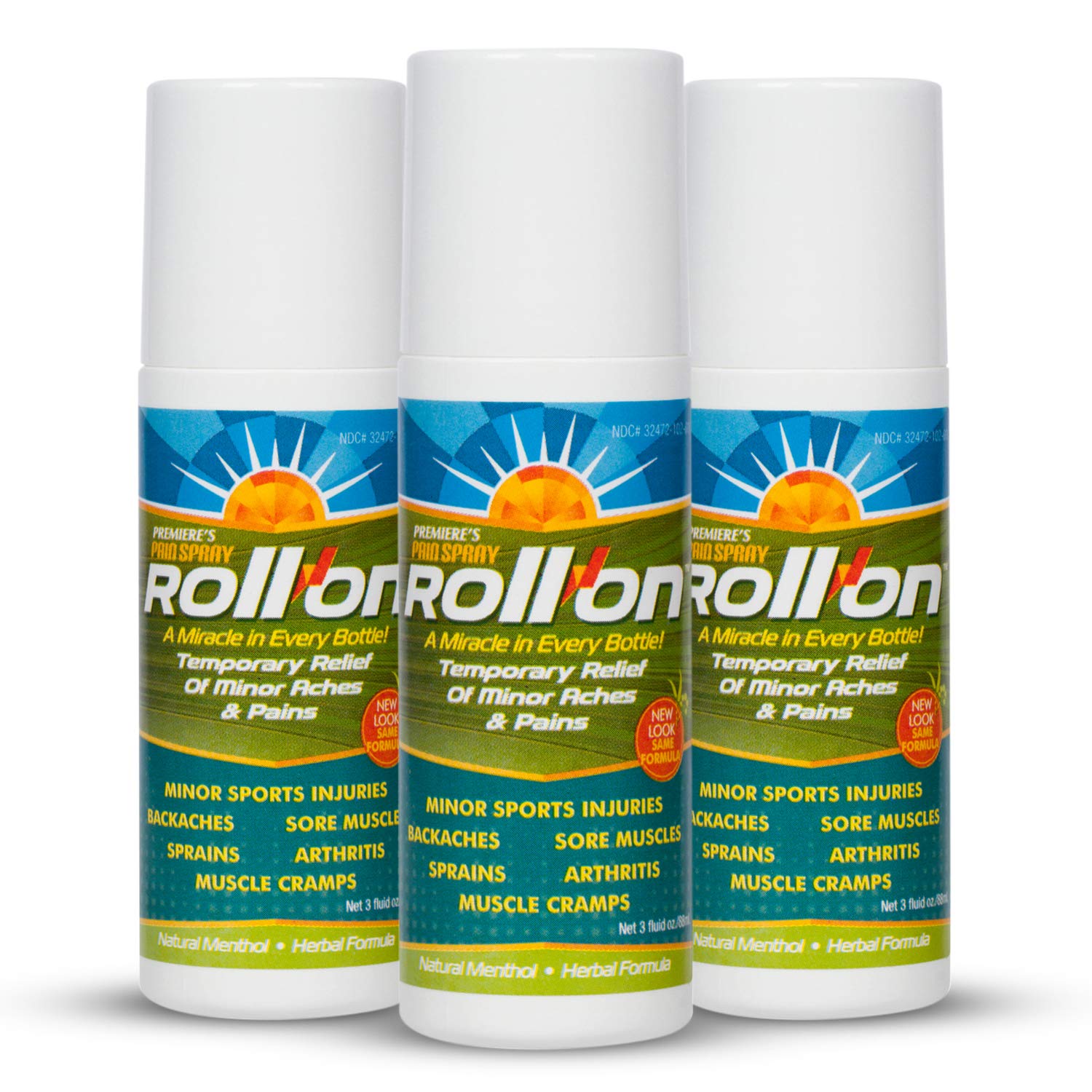 Premiere's Pain Spray All-Natural Menthol & Peppermint Roller Herbal Blend for Joint and Nerve Pain, Muscle Soreness, Sprains, Cramps, Sports Injuries, Back Pain & Neck Shoulder Aches - 3 Pack Premiere's Pain Spray Au supplements