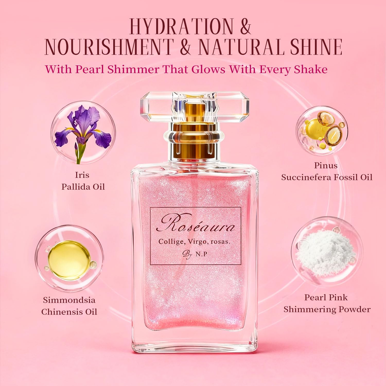 NP NATURES PHILOSOPHY Hair Perfume, Leave-in Hair Serum & Shine Spray for Women, Anti-Frizz Hair Care, Lightweight Leave-in Conditioner & Glossier Hair Perfume oils - 1.7 Fl oz（Roseaura） NP NATURES PHILOSOPHY Au supplements