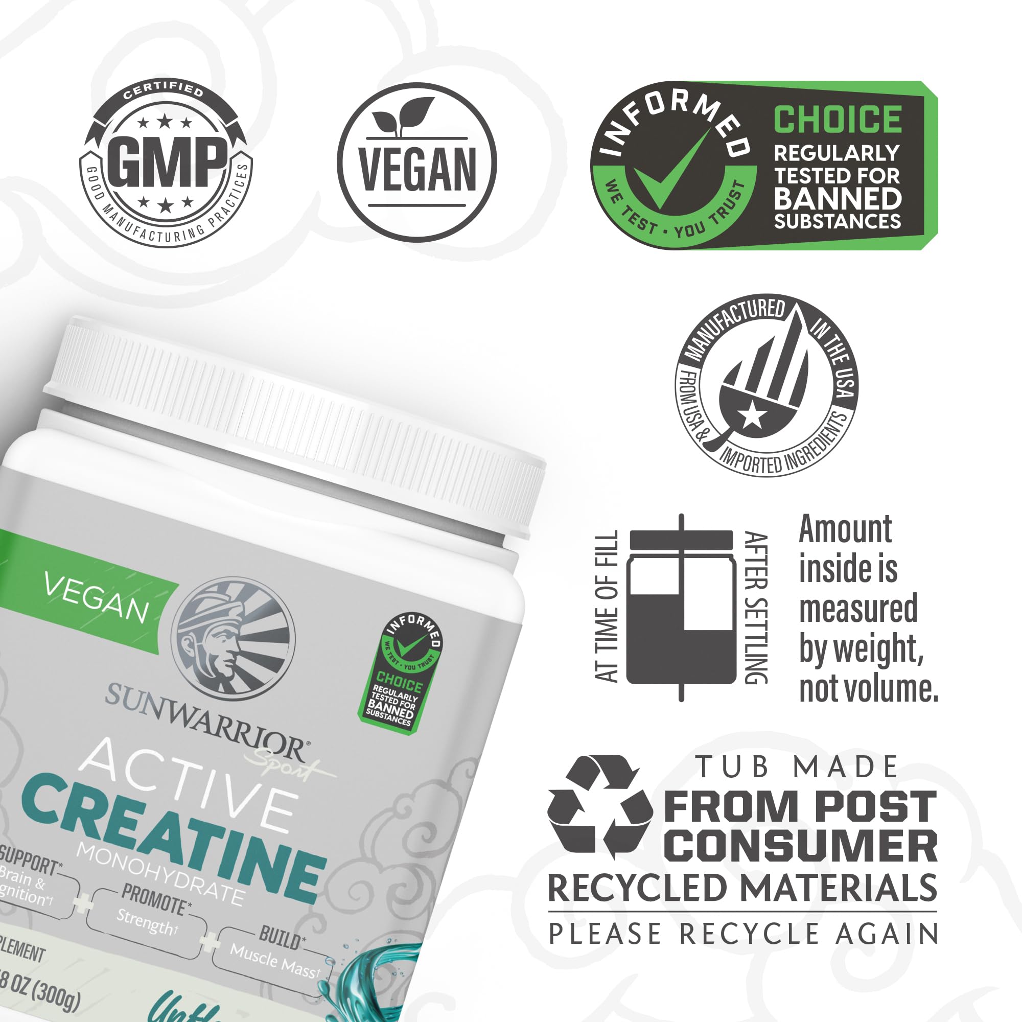 Creatine Monohydrate Powder Micronized PreWorkout Recovery Supplement | Support Muscle Building Strength Training Cognition | Vegan & Keto Friendly Easily Mixes (60 Serving) Unflavored Active Creatine Sunwarrior Au supplements