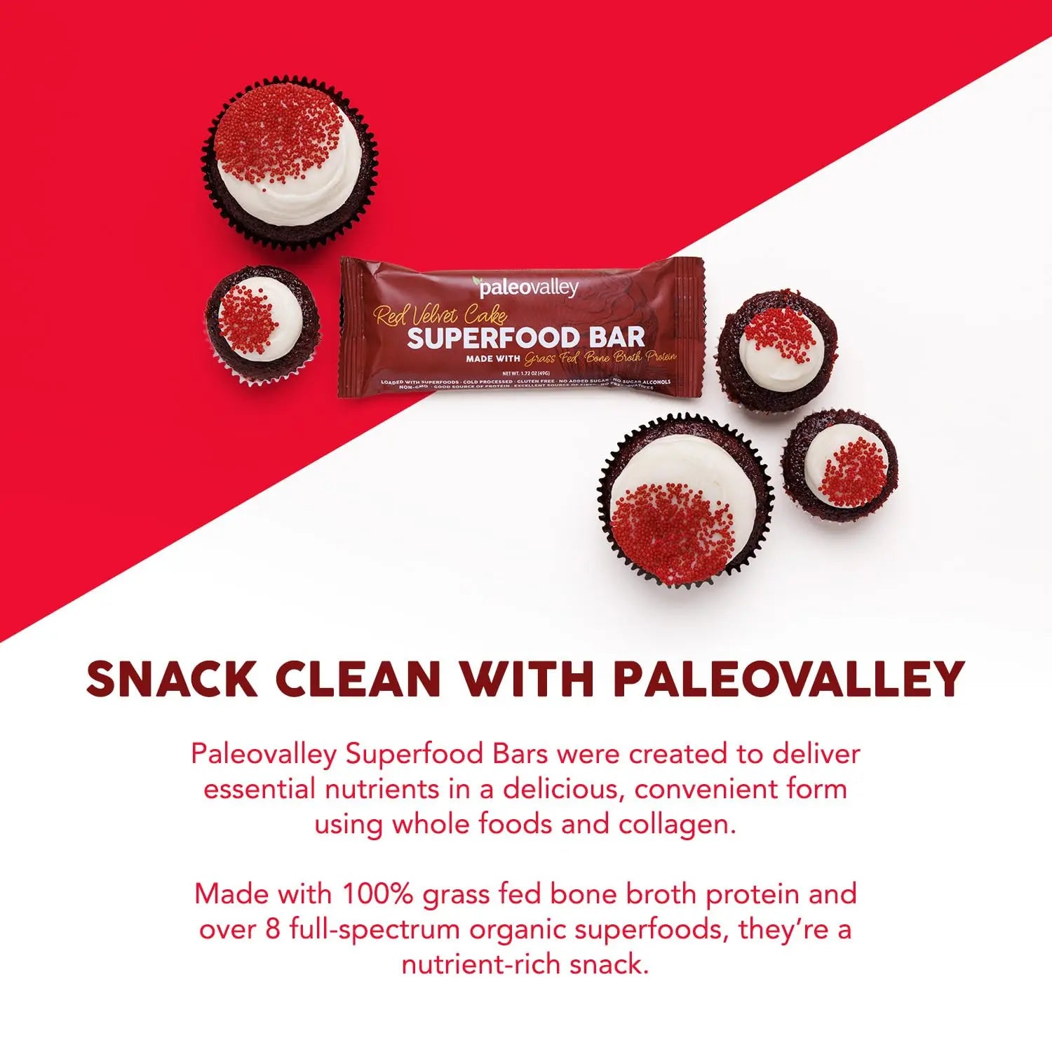 Paleovalley Superfood Bars – Red Velvet– 10 Pack – 9g Protein per Bar – Gluten-Free, Grain-Free, Paleo, Non-GMO – On-the-Go Snack Paleovalley Au supplements