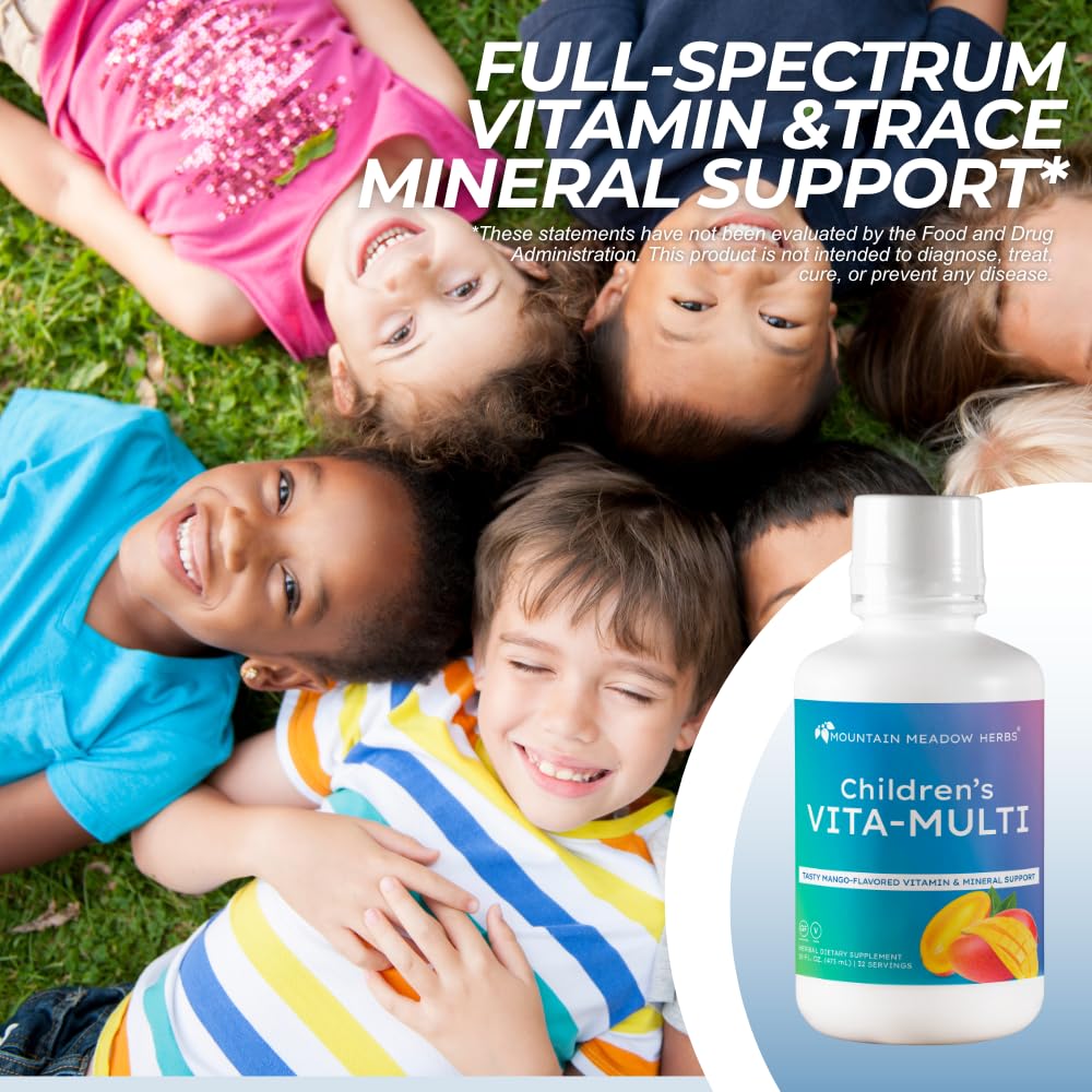 Mountain Meadow Herbs Children's Vita-Multi: Blended Vitamin & Mineral Supplement - Fast Absorbing Liquid Kids Vitamins with Fruits, Greens, and Eye-Protecting Lutein (16 oz.) Mountain Meadow Herbs Au supplements
