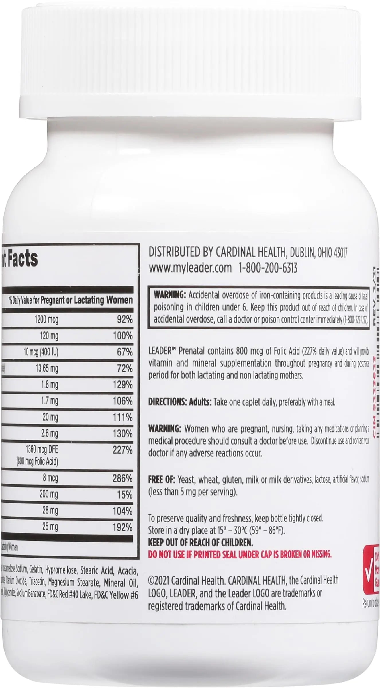 Leader Prenatal Multivitamin with 800mcg Folic Acid & Essential Nutrients for Healthy Pregnancy & Fetal Development, High Potency Vitamin Leader Au supplements