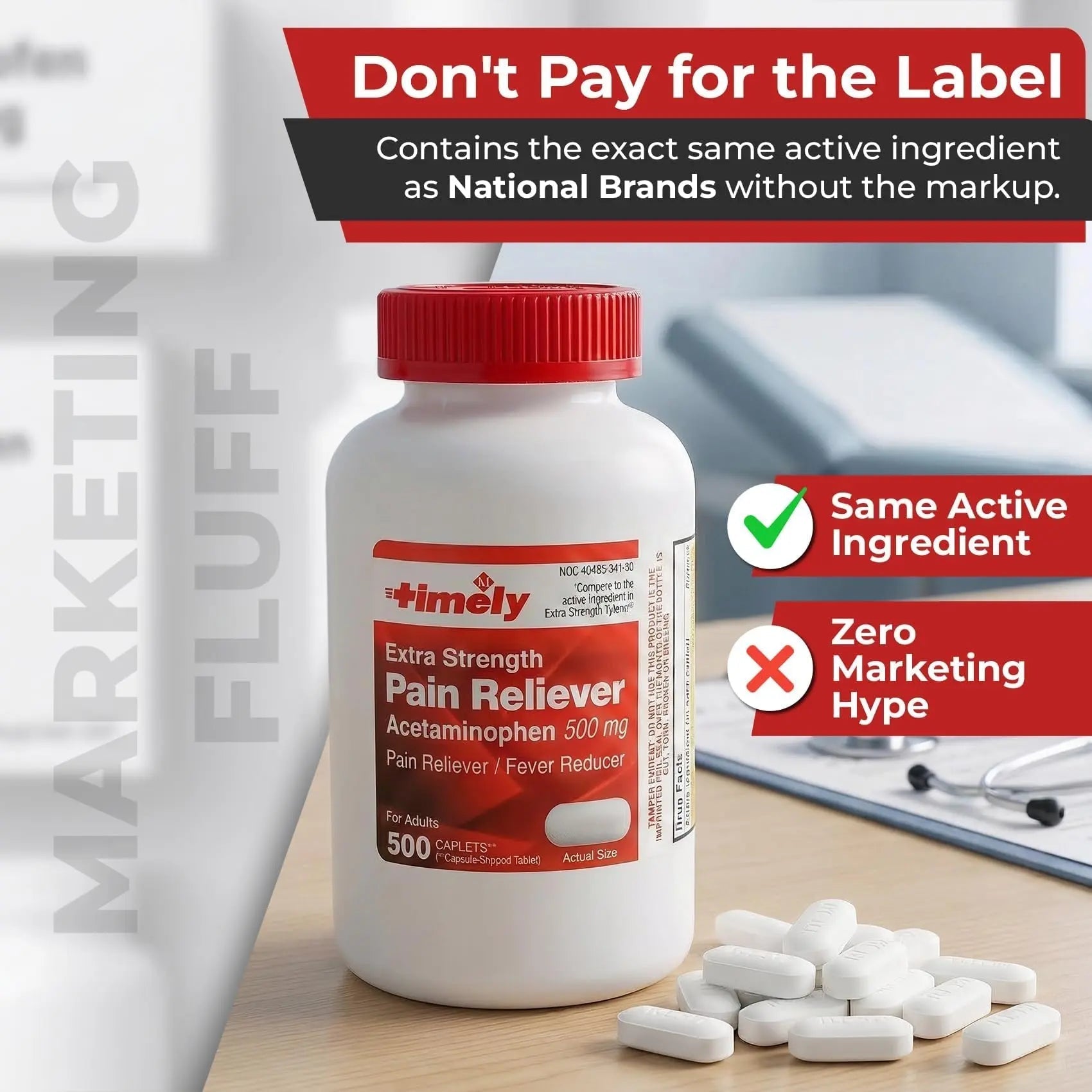 TIME-Cap Labs 500 Caplets Extra Strength Acetaminophen 500mg - Pain Reliever & Fever Reducer for Adults, Helps with Headaches, Backaches, Muscle Pain, Toothaches, Arthritis & Menstrual Cramps TIME-CAP LABS, INC. Au supplements