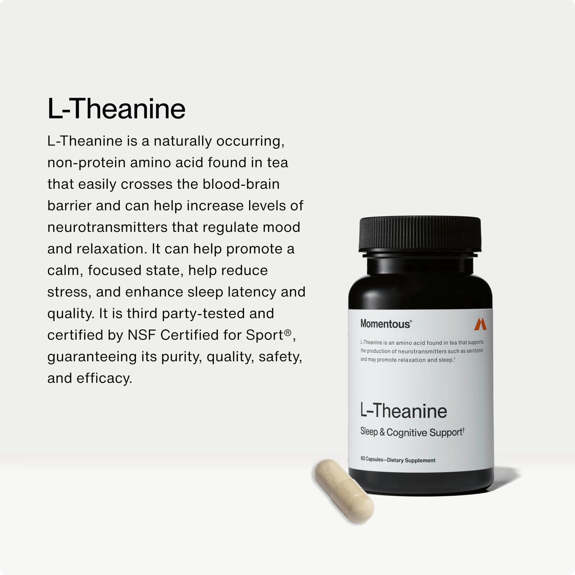 Momentous L-Theanine Supplement - 200 mg Capsules to Promote Relaxation & Focus - NSF Certified for Sport - GMO- & Gluten-Free - 60 Servings Momentous Au supplements