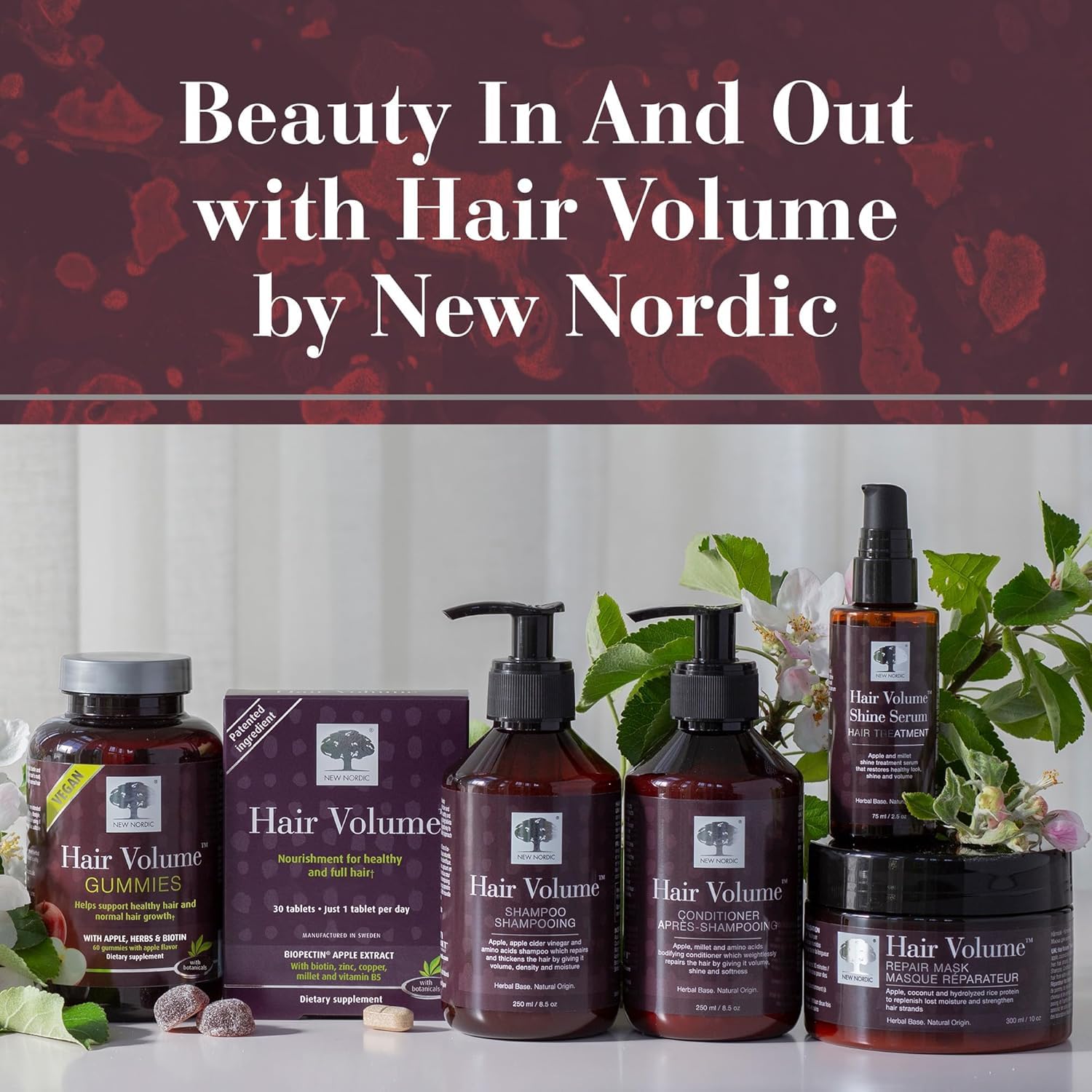New Nordic Hair Volume Menopause, Supports Healthy Hair Growth During and After Menopause, Pine Bark and Annurca Apple Extract, 30 Tablets NEW NORDIC Au supplements