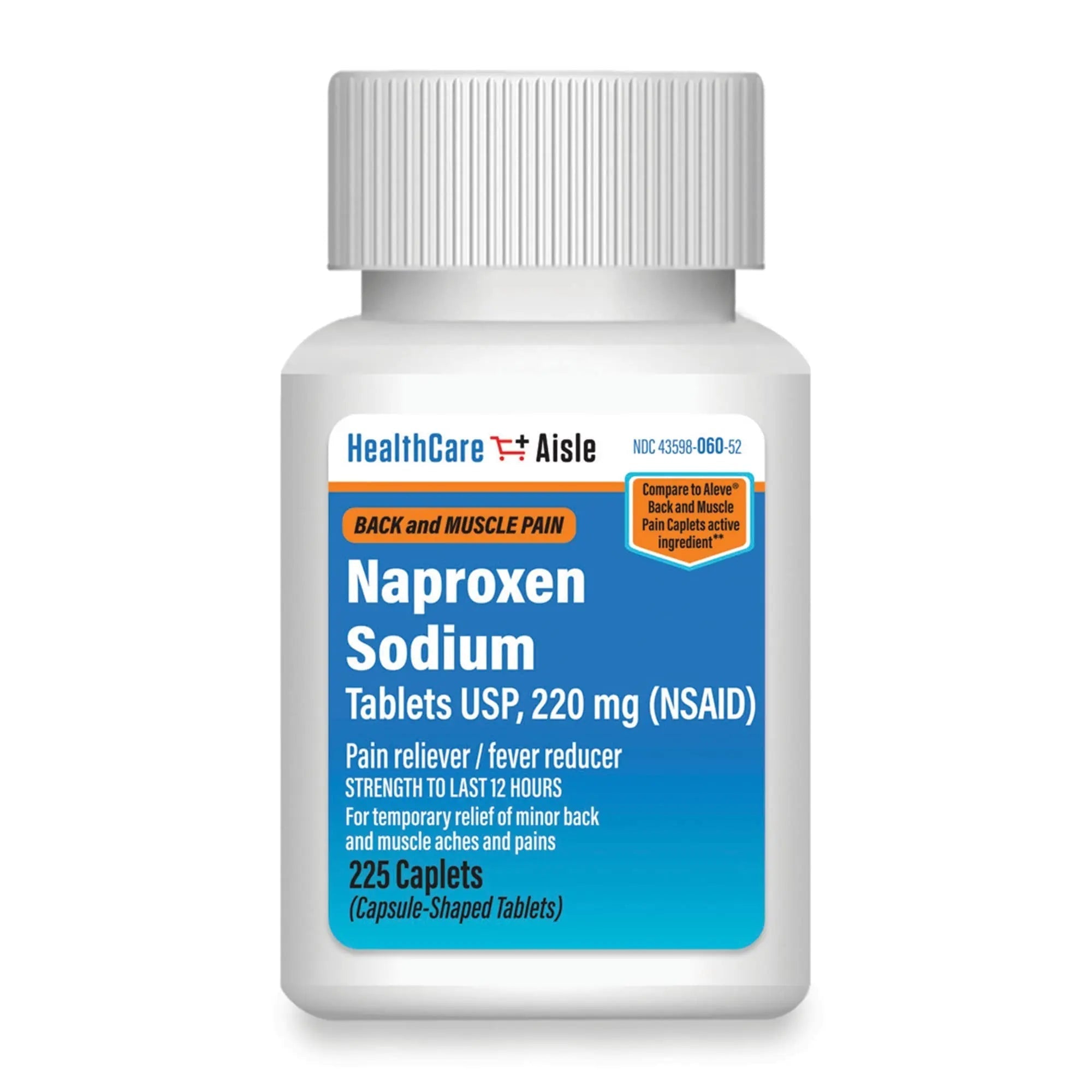 HealthCareAisle Naproxen Sodium, 220 mg - 225 caplets - Back and Muscle Pain Reliever, Up to 12 Hours of Relief HealthCareAisle Au supplements