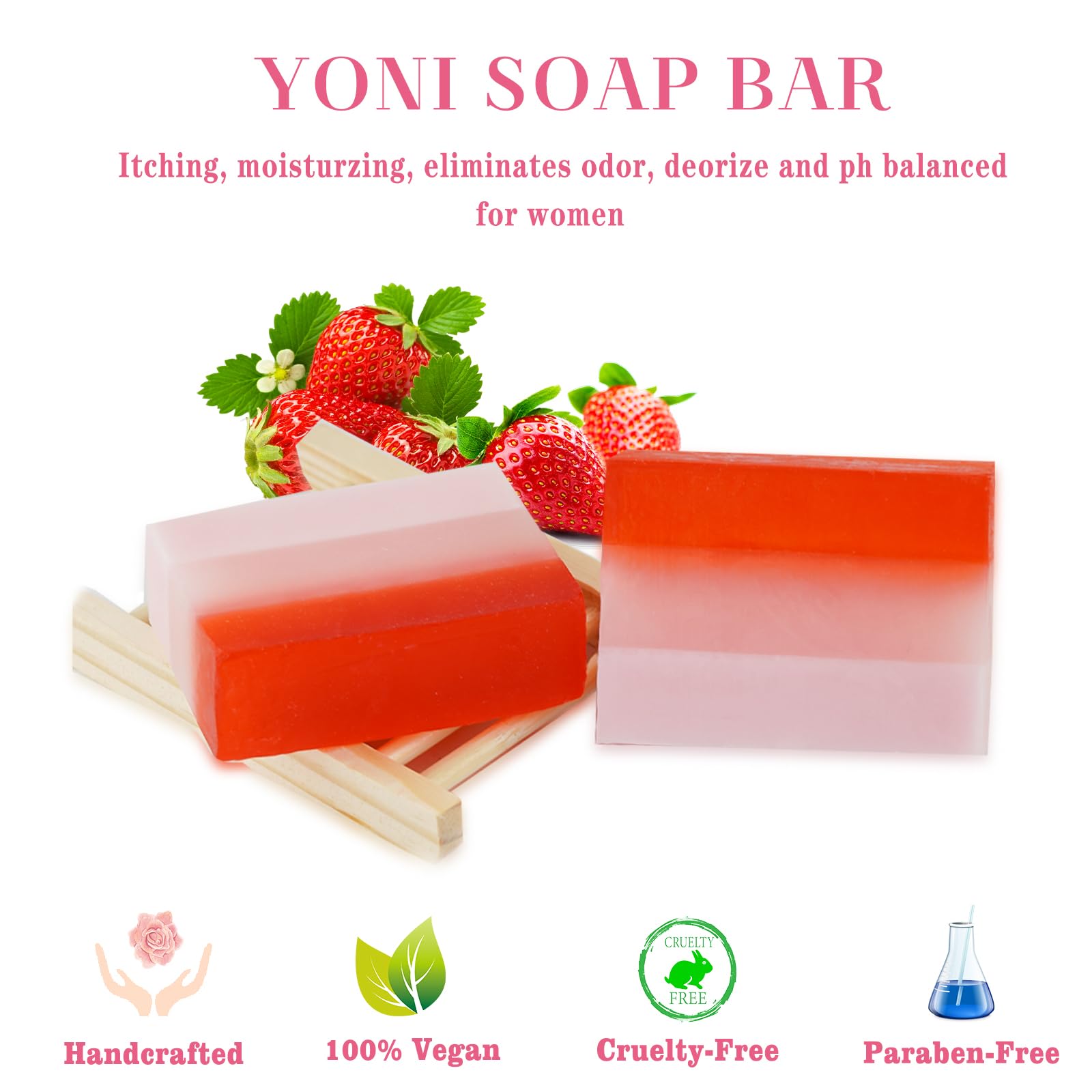 2Pcs Strawberry Yoni Bars and Yoni Oil Set for Feminine Wash, Yoni Wash for Cleanse Vaginal Balance PH tovaginsh Au supplements