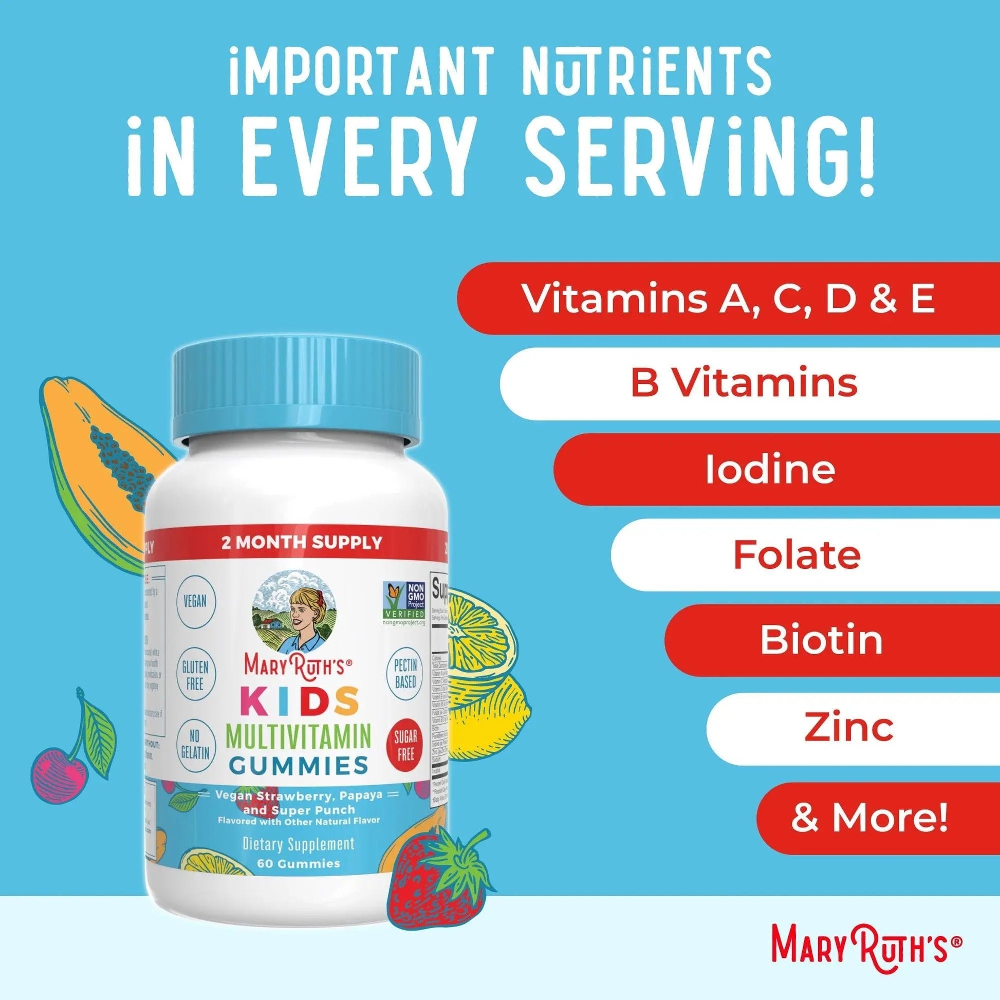 MaryRuth Organics Multivitamin and Probiotic Gummies (Strawberry) for Kids | Clean Label Project Verified® | Vitamins for Gut Health MARYRUTH'S Au supplements