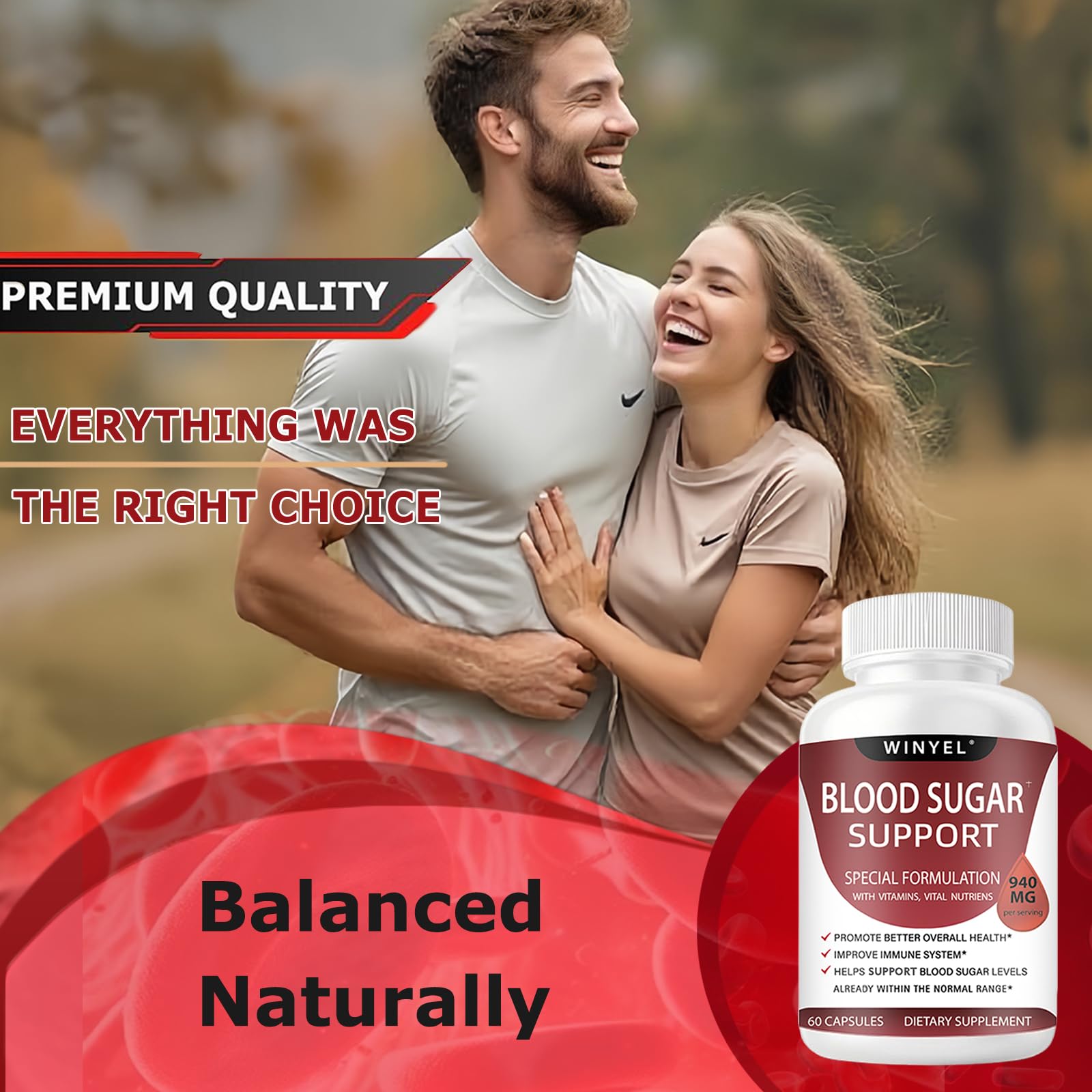 WINYEL Blood Sugar Complex Supplement - with Cinnamon, Bitter Melon, Chromium, Mulberry, Alpha Lipoic Acid, 60 Capsules WINYEL Au supplements