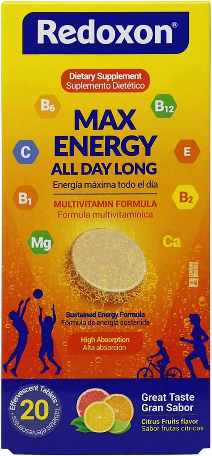 Redoxon Max Energy, Helps Support Inmune System, Citrus Flavor, 20 Effervescent Tablets, 2.82 Oz, Box Redoxon Au supplements