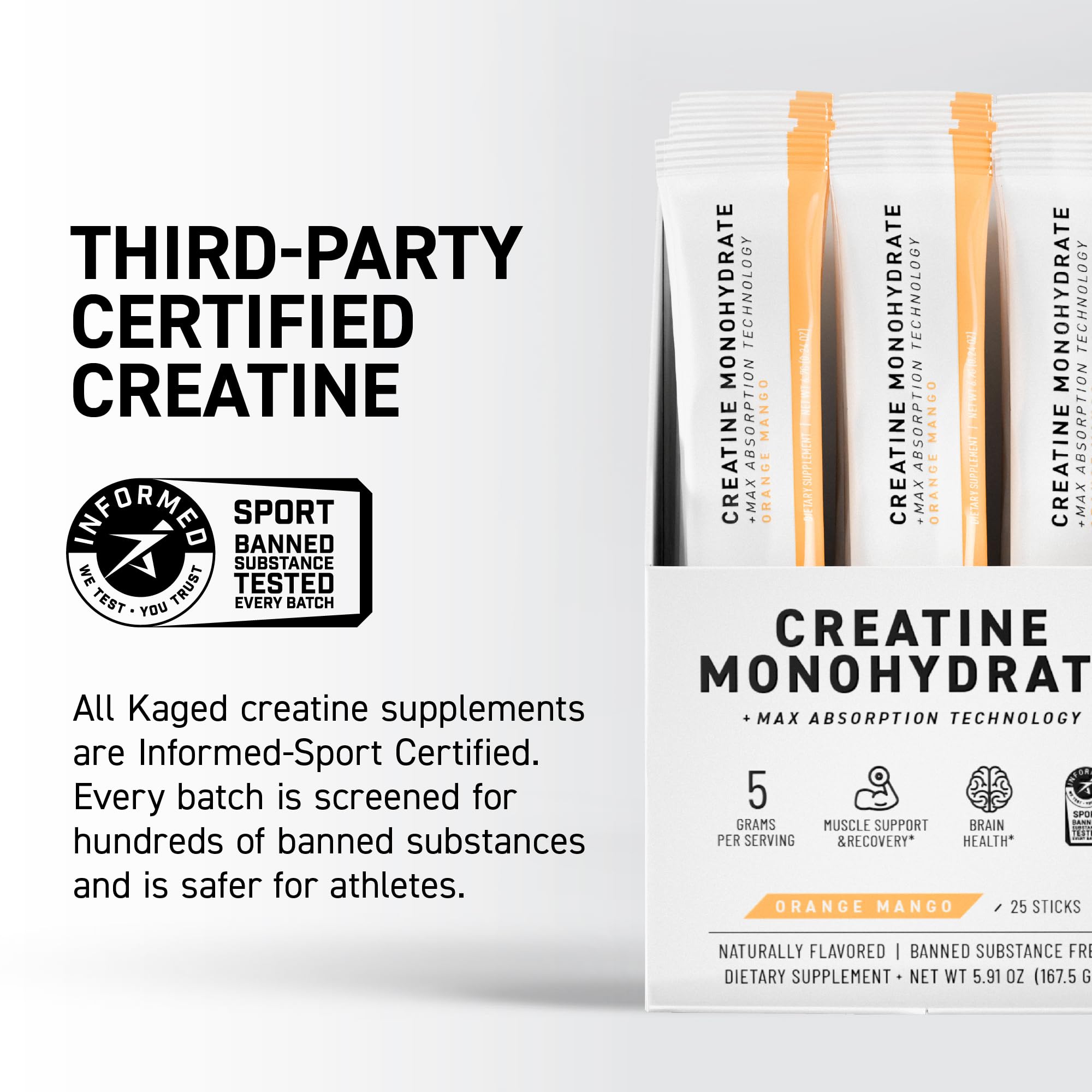 Kaged Creatine Monohydrate + Max Absorption Technology | Micronized Powder Stick Packs | Strawberry Lemonade | Muscle Building & Recovery | Brain Health | Supplements for Men & Women | 25 Servings Kaged Au supplements